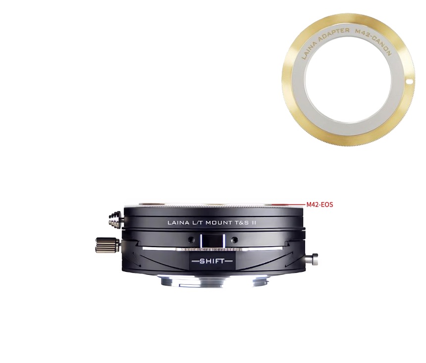LAINA Lens Mount Double Adapter, M42 Screw Mount SLR Lens And Canon EOS (EF / EF-S) D/SLR Lens To Leica L-Mount Alliance (TL/SL) Mirrorless Cameras Tilt & Shift II 移軸、平移金屬接環