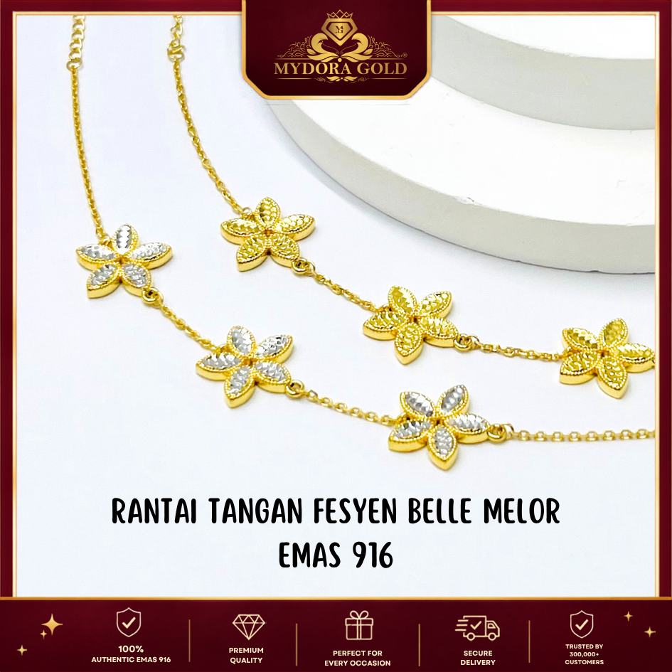 MYDORA Rantai Tangan Fesyen Belle Melor| EMAS 916/22k