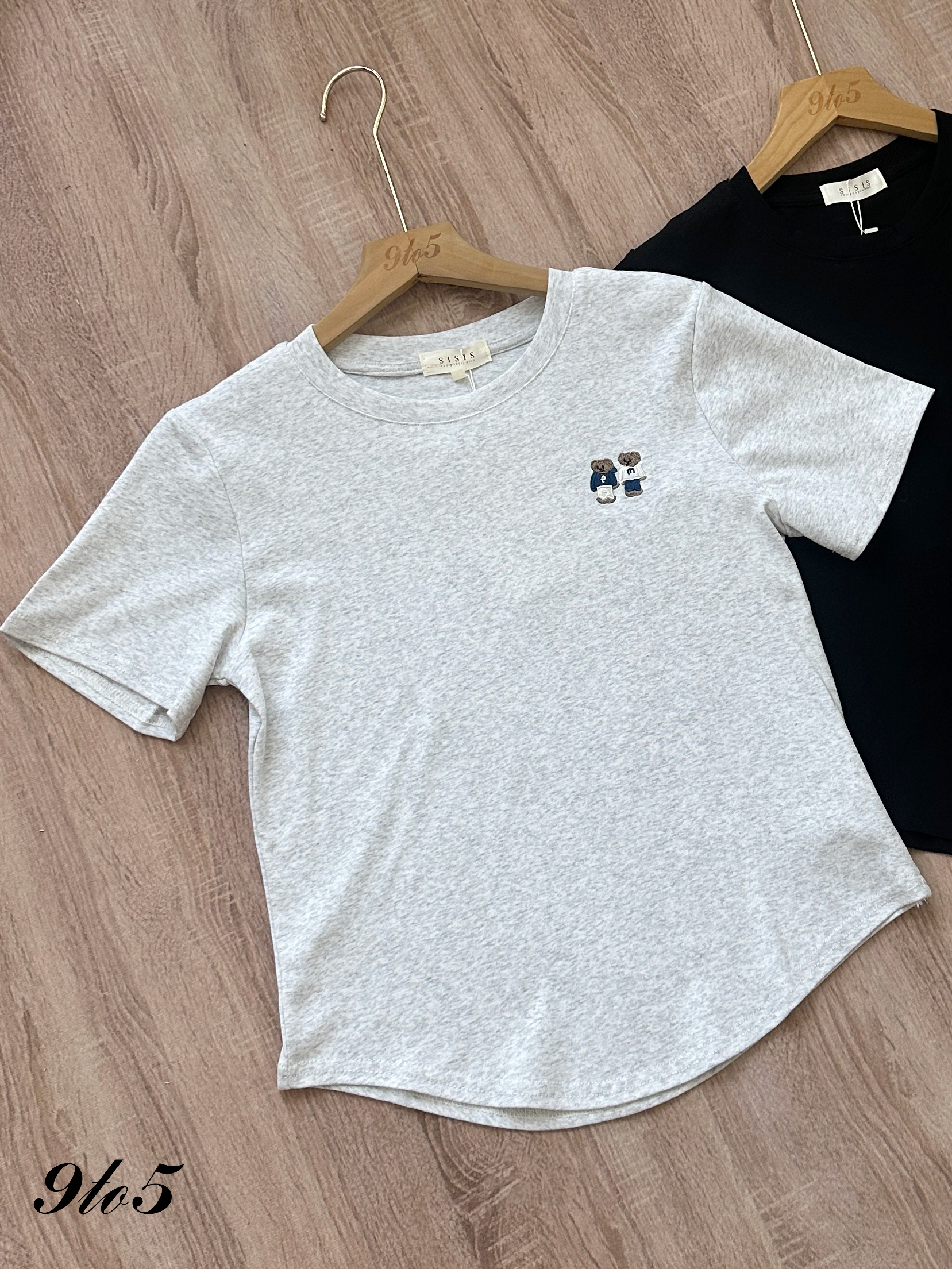 T4255 Embroidery Bear Tee - 4 Colors 