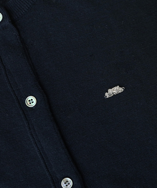 Fine Merino Wool Polo Cardigan - Navy