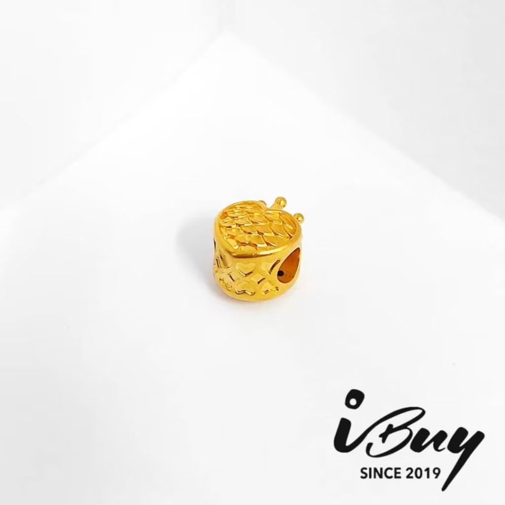 916 HARD GOLD SCALE CROWN HEART CHARM BEAD 916 硬金 鱼鳞皇冠爱心串咀