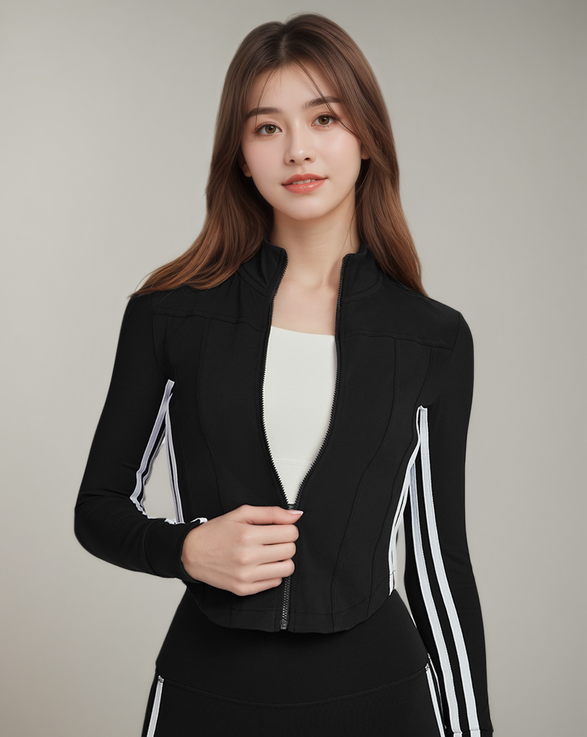 高級感修身立領拉鍊瑜珈外套