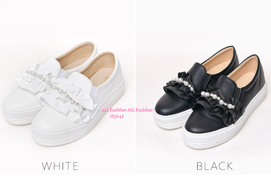 H3047 韓國🇰🇷厚底閃石ruffle slipon