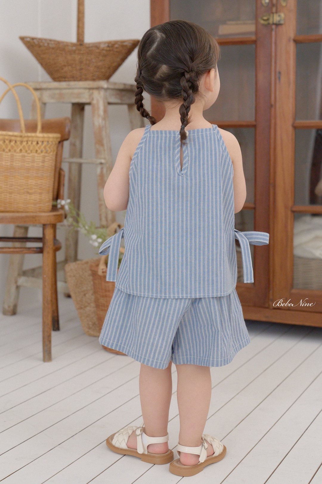 ☀️預訂 韓國直送☀️🇰🇷Bebenine兩色緞帶條紋純棉吊帶上下套裝