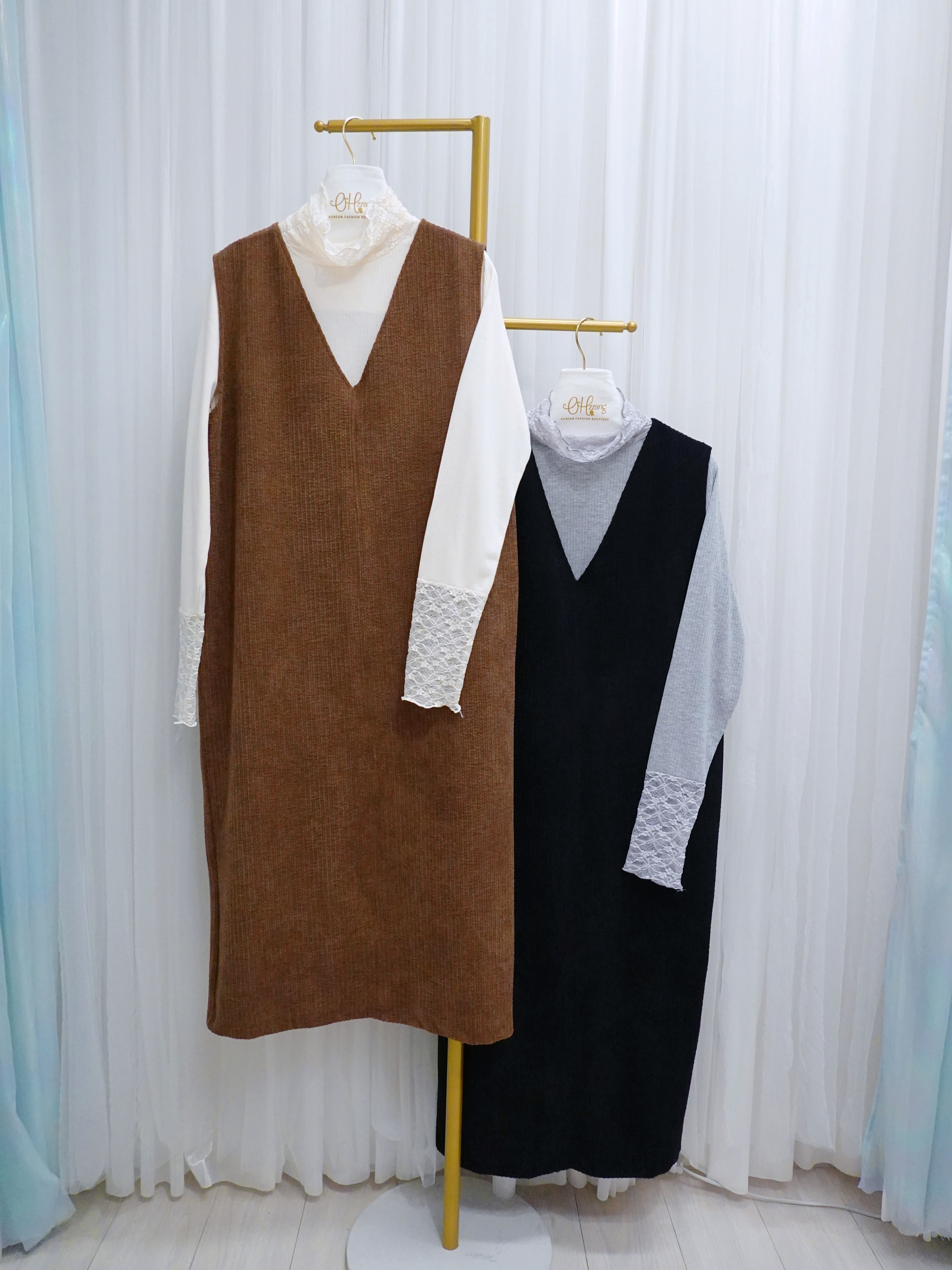 OPS02_11 V領坑紋直身背心OPS (2色)