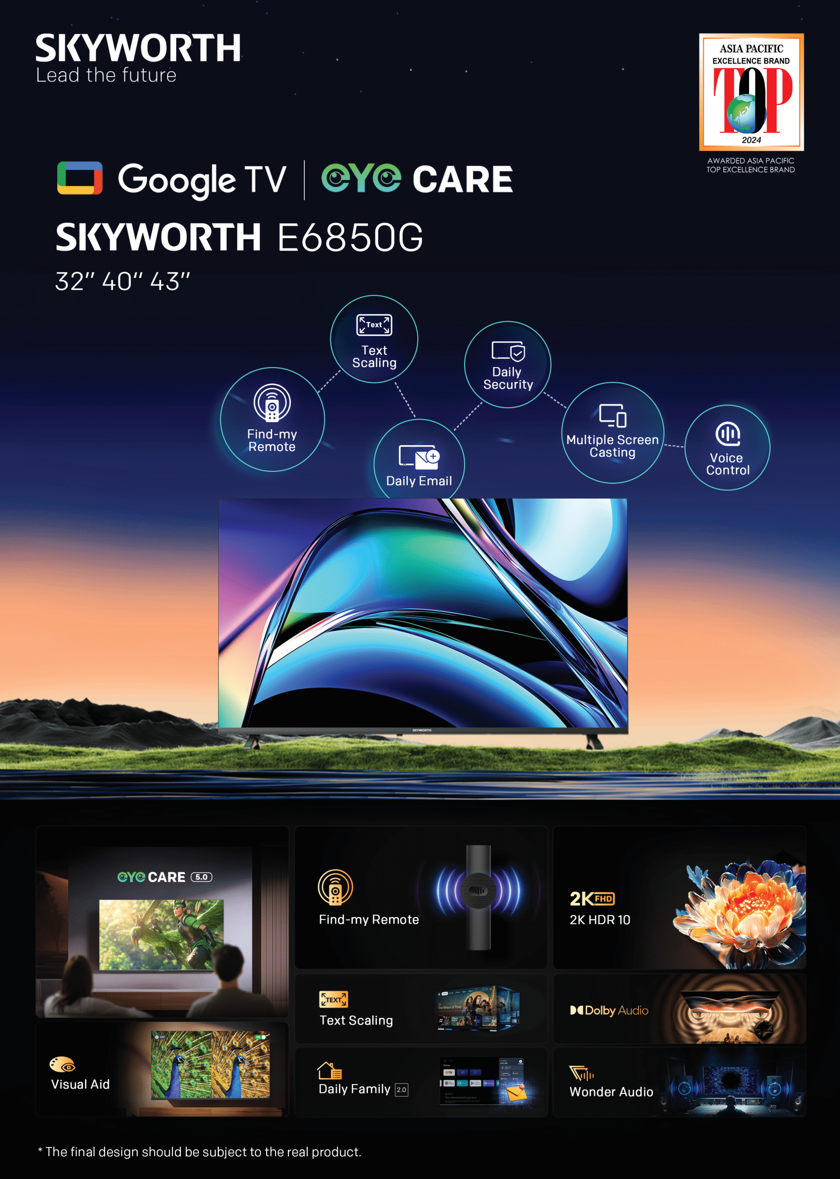 Skyworth 32-inch HD Google Smart TV (32E6850G)