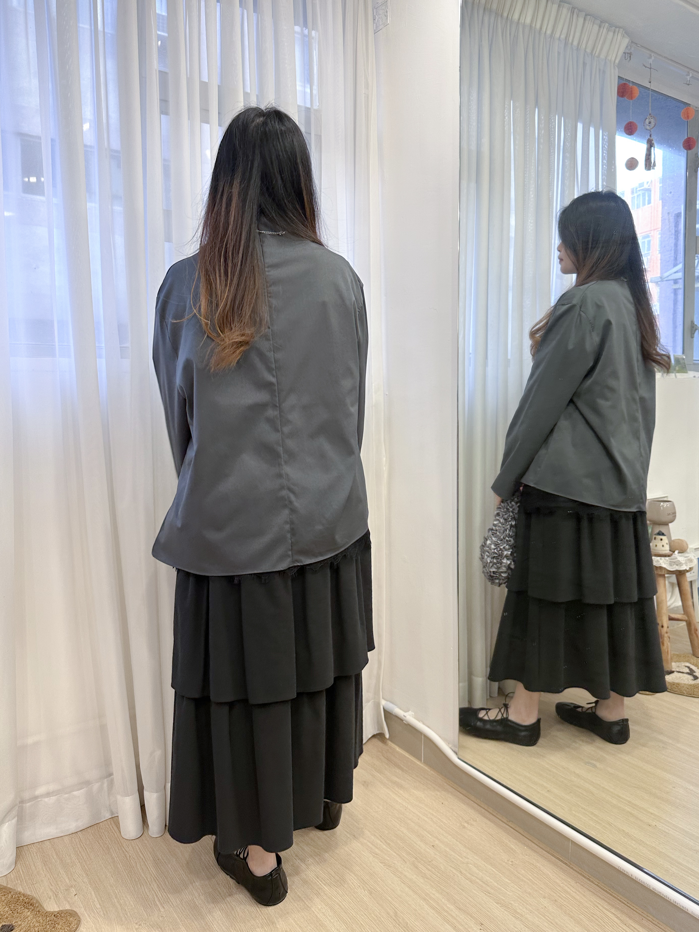 低調乾淨高級感～高領闊袖襯衫 SD0003 - 灰色 Grey