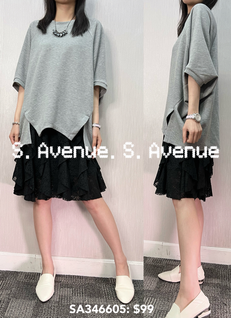 SA346605: 鬆身大件不規則蝙蝠top