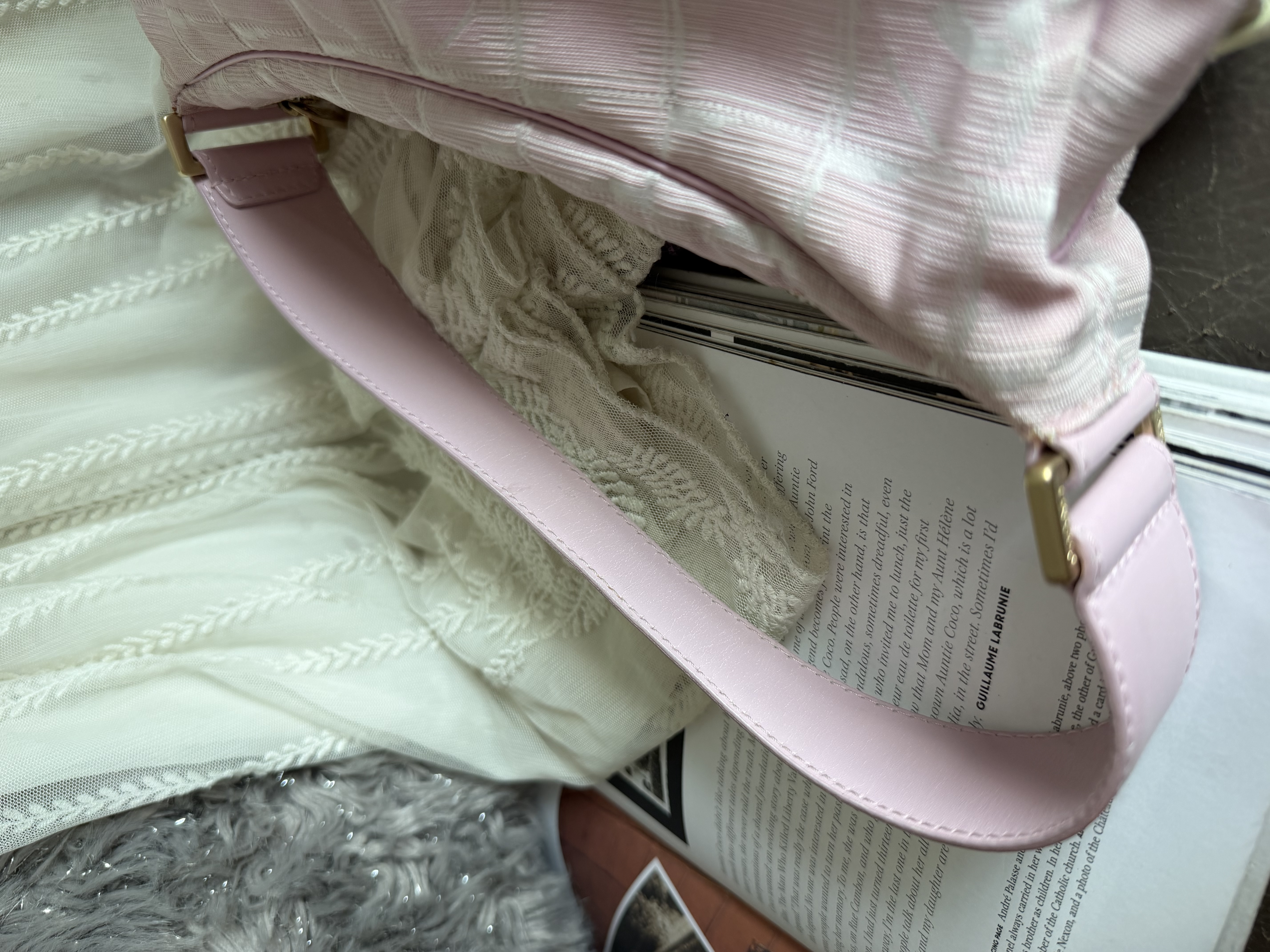 閑置品 vintage chanel pink jacqurd shoulder bag / pochette 