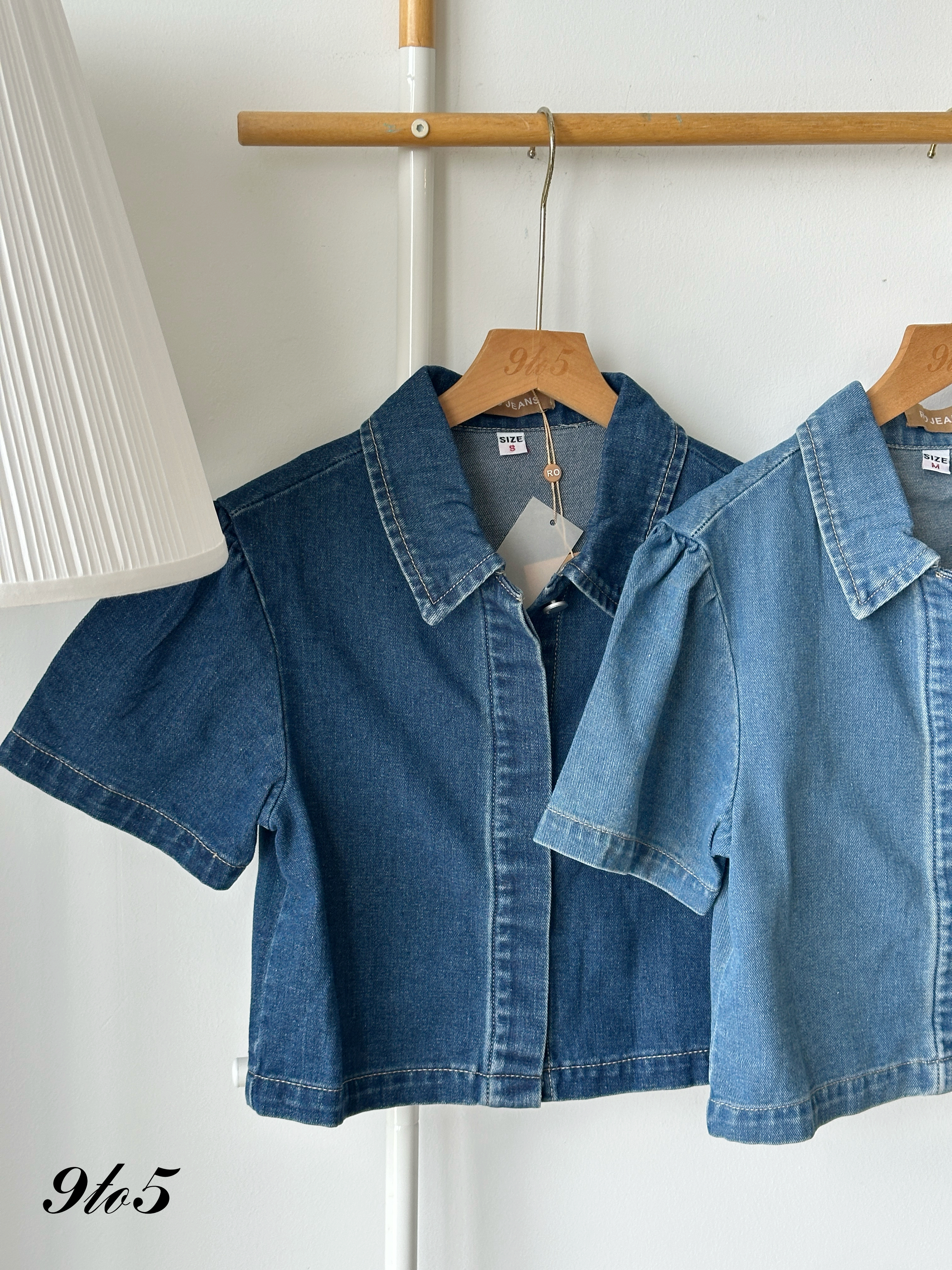 T4177 Puff Sleeve Denim Top - 3 Colors 