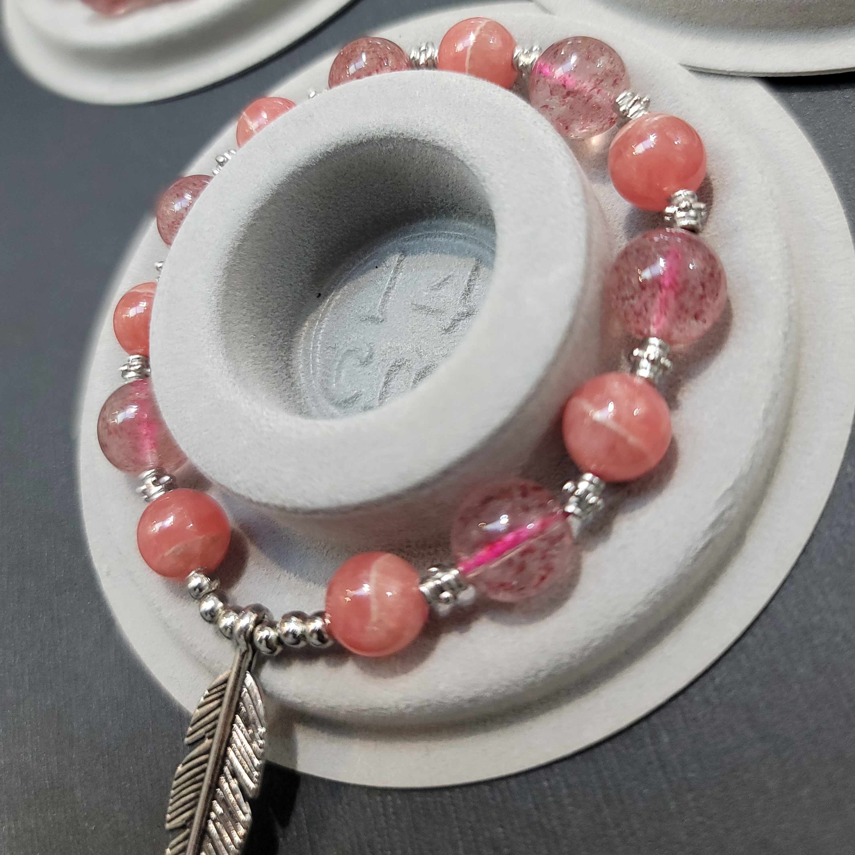 紅紋石草莓晶藏銀手鏈