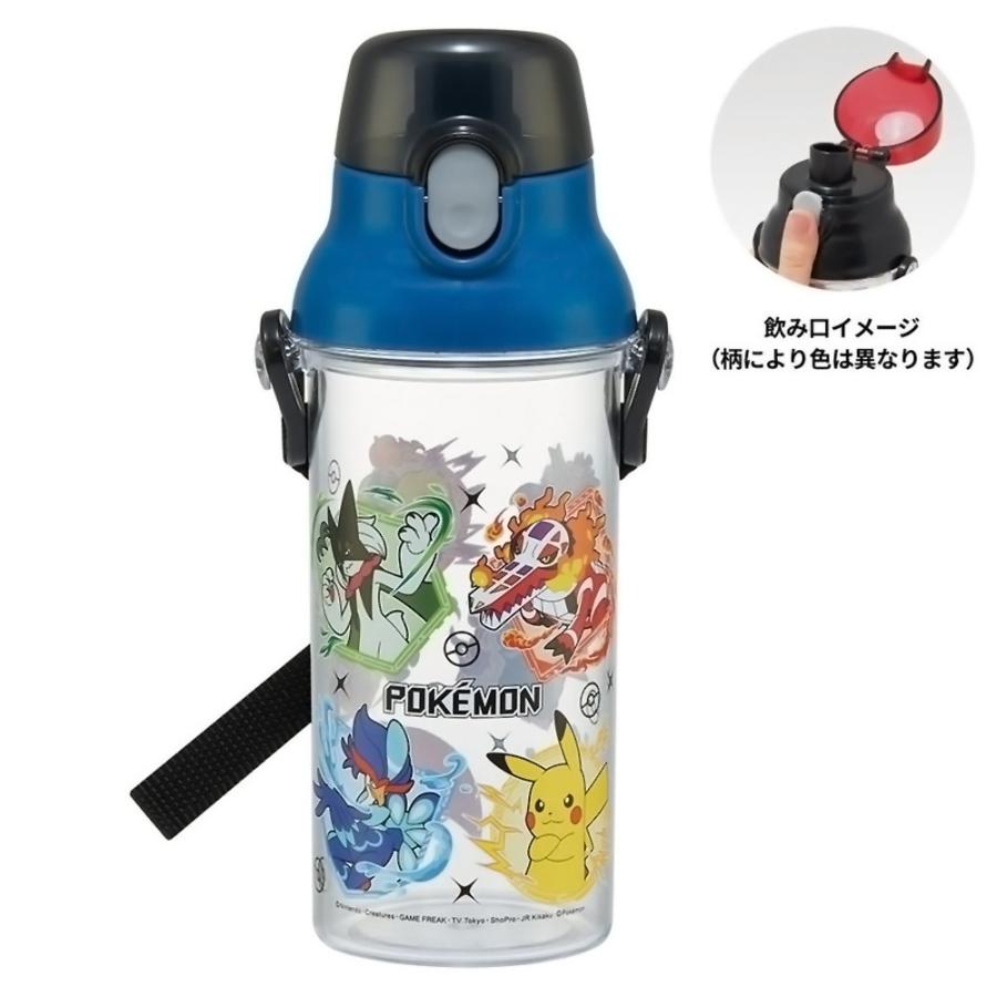 SKATER 透明彈蓋直飲水樽附背帶 480ml(比卡超)