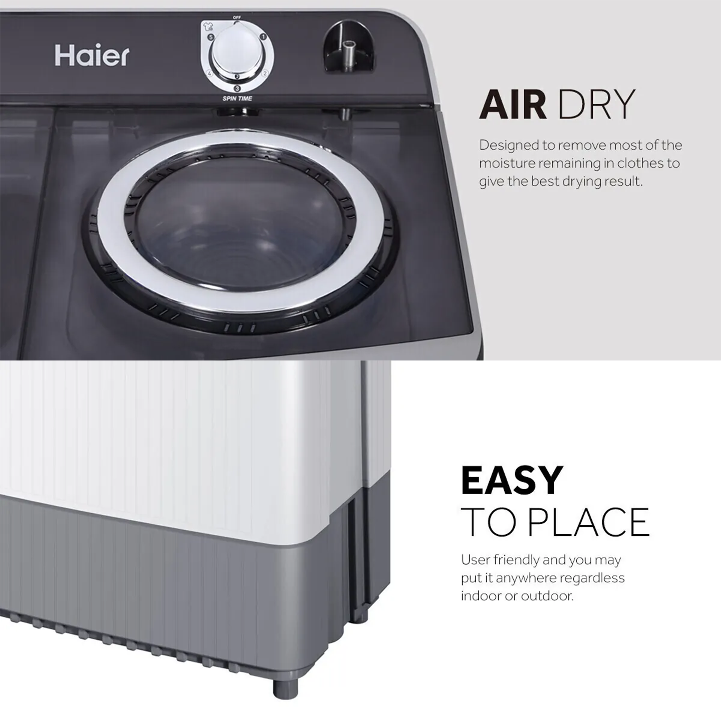 Haier 10.5kg Twin Tub Semi-Auto Washing Machine (HWM105-M186)