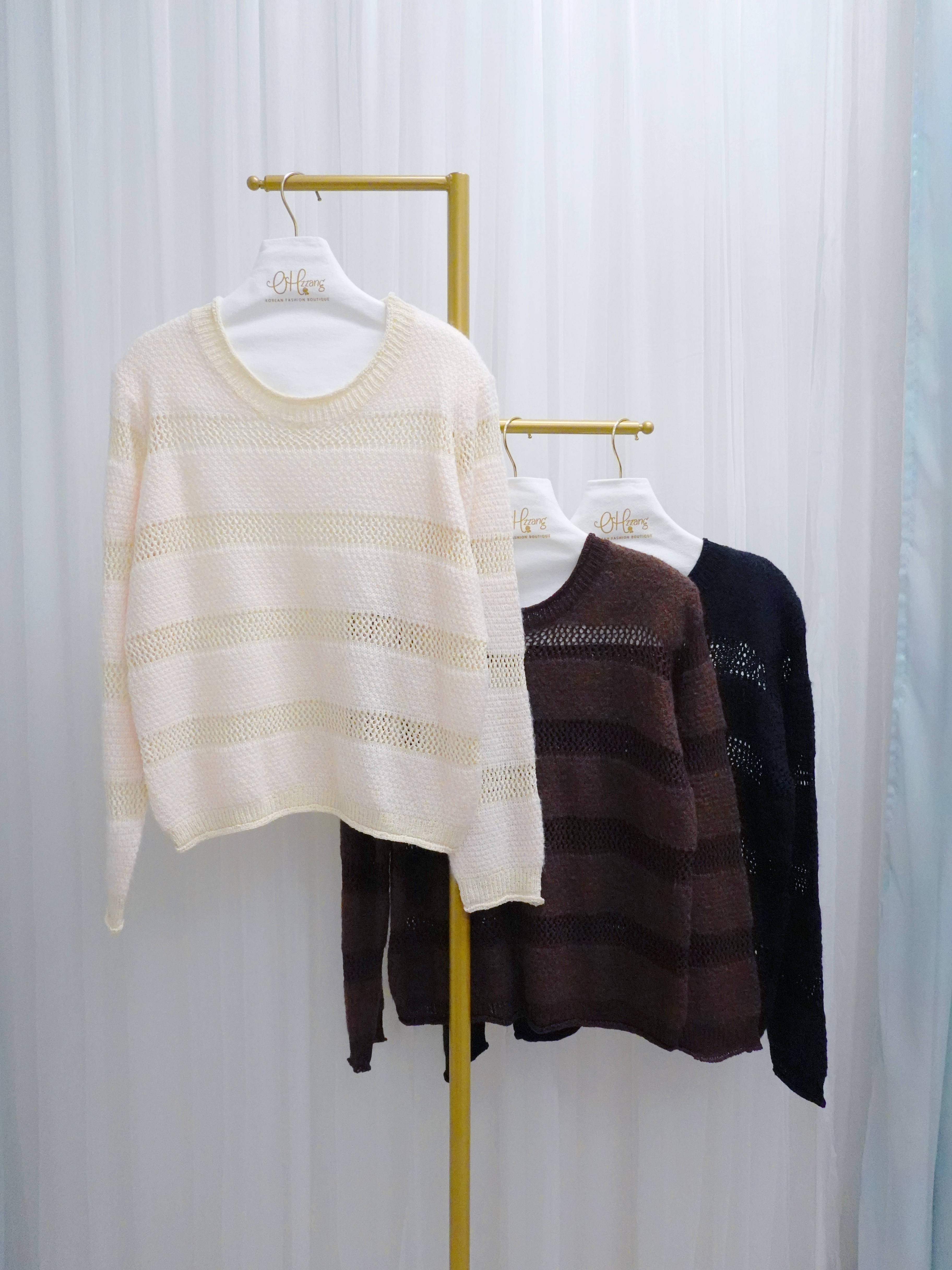 TOP02_11 通花橫間冷衫 (3色)