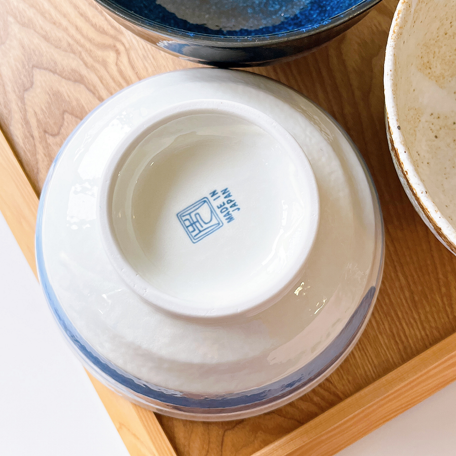 【日本製】美濃燒粉引青流陶瓷大飯碗