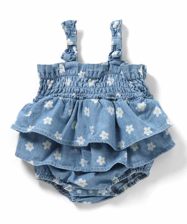 🇯🇵預訂 日本直送🇯🇵Apres les cours兩色花花愛心滿印褶皺吊帶牛仔包屁裙