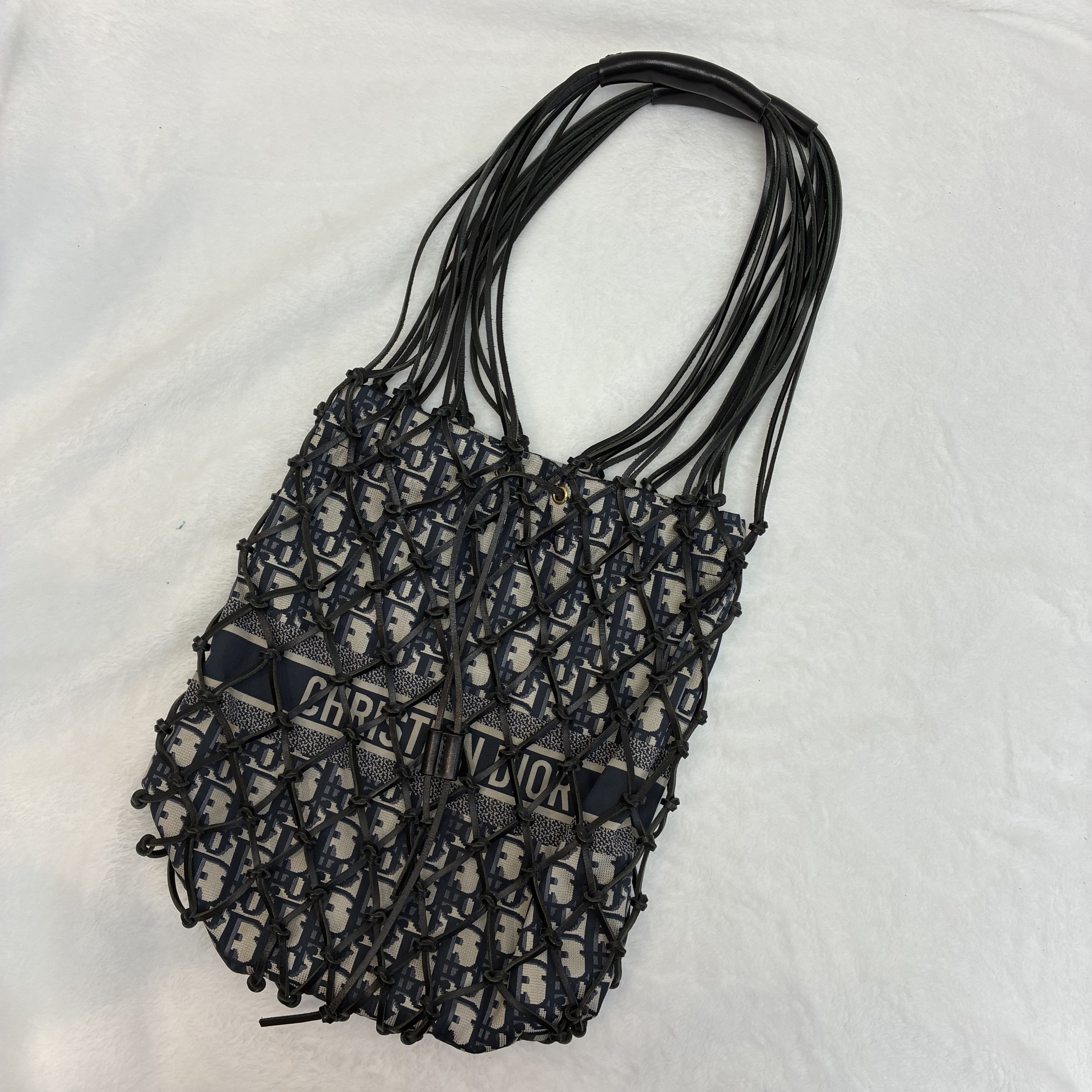 Diornet bag 老花帆布編織繩水桶包