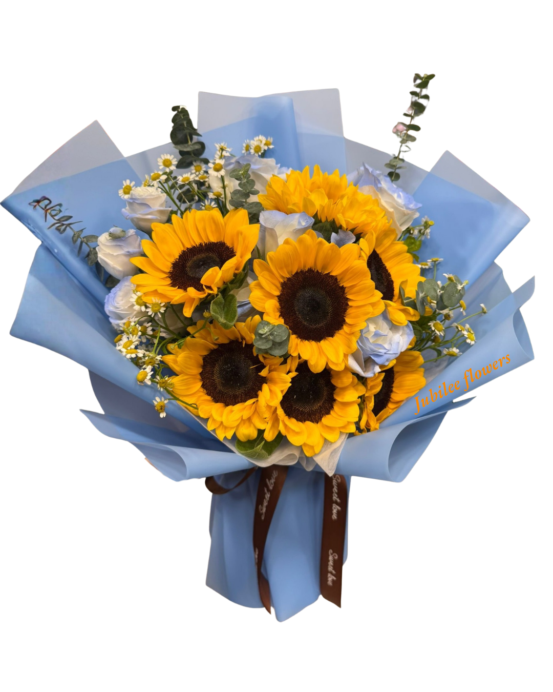 🌻向日葵花束  · 碎冰藍玫瑰花束