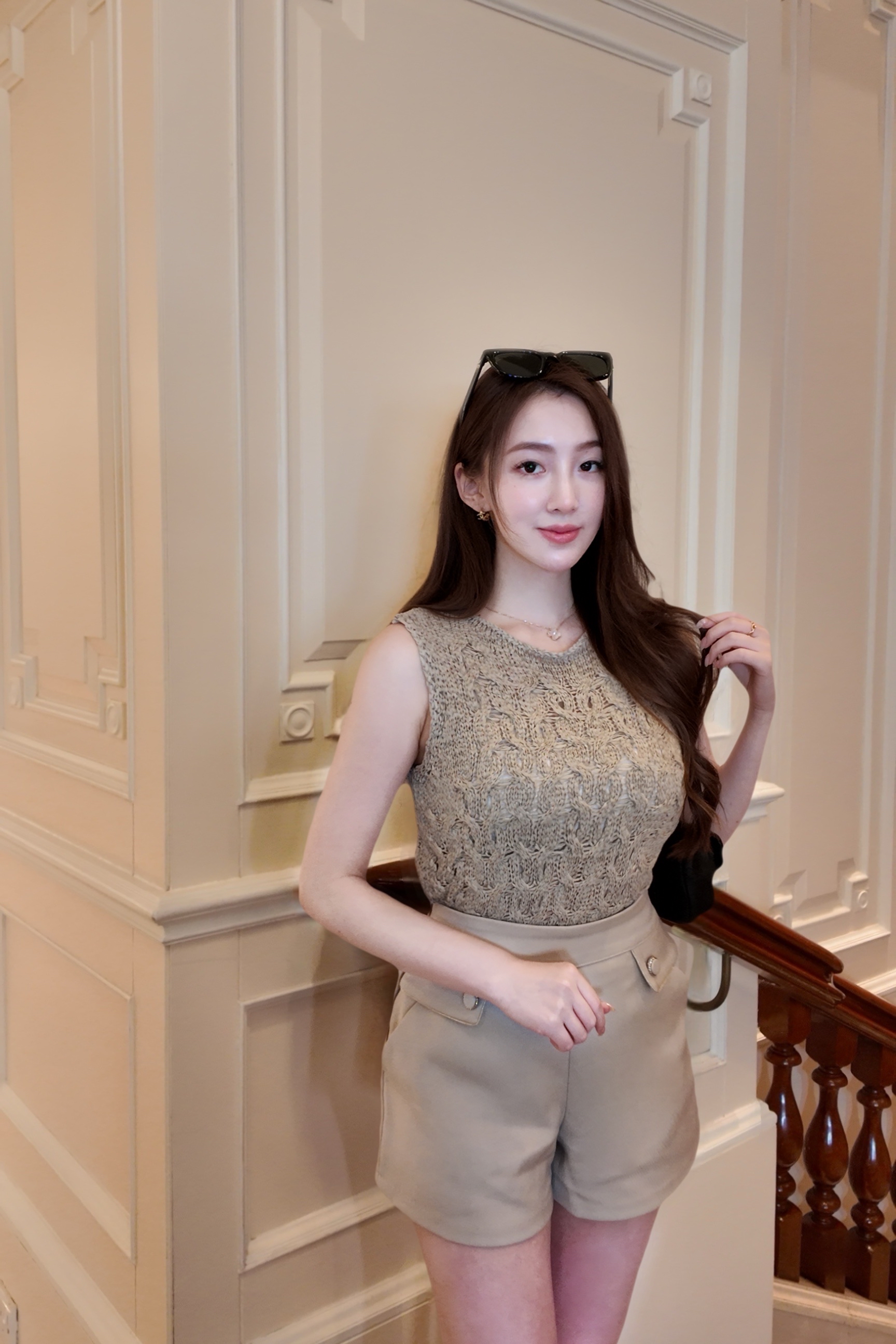 ✨高腰布包鈕西裝短褲 -Free Size-