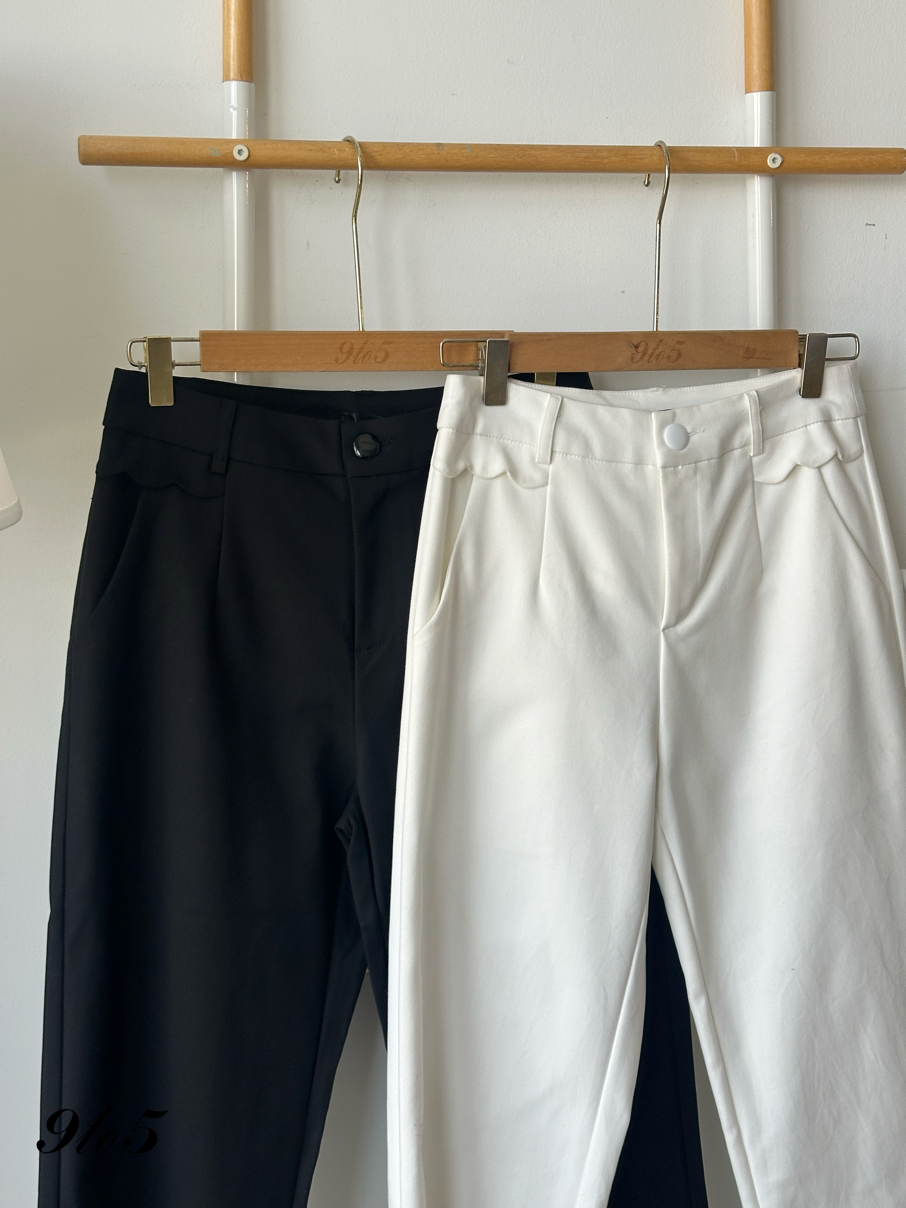 S1881 Long Straight Pants - Black & White