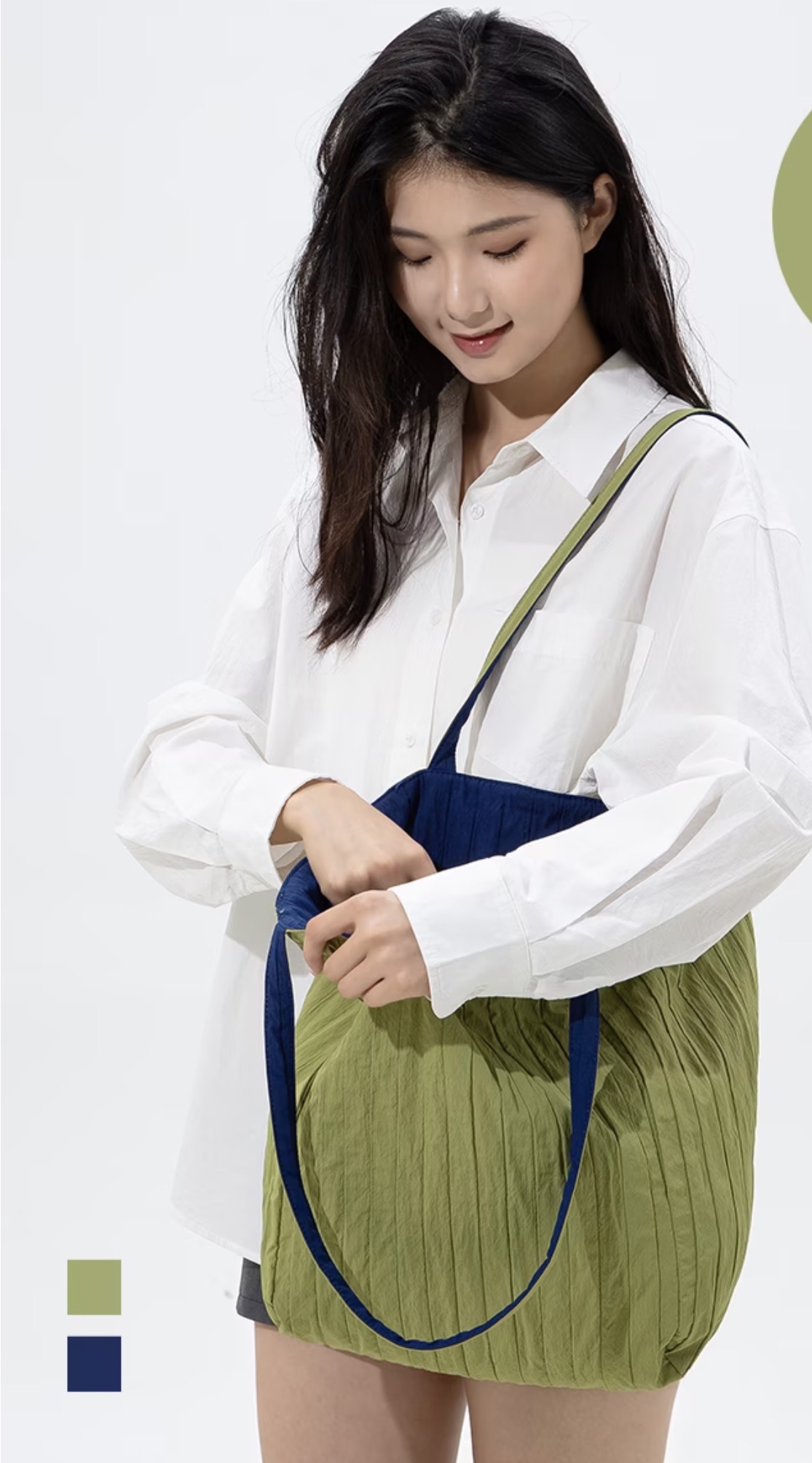 Striped Pleated Double Face Shoulder Bag