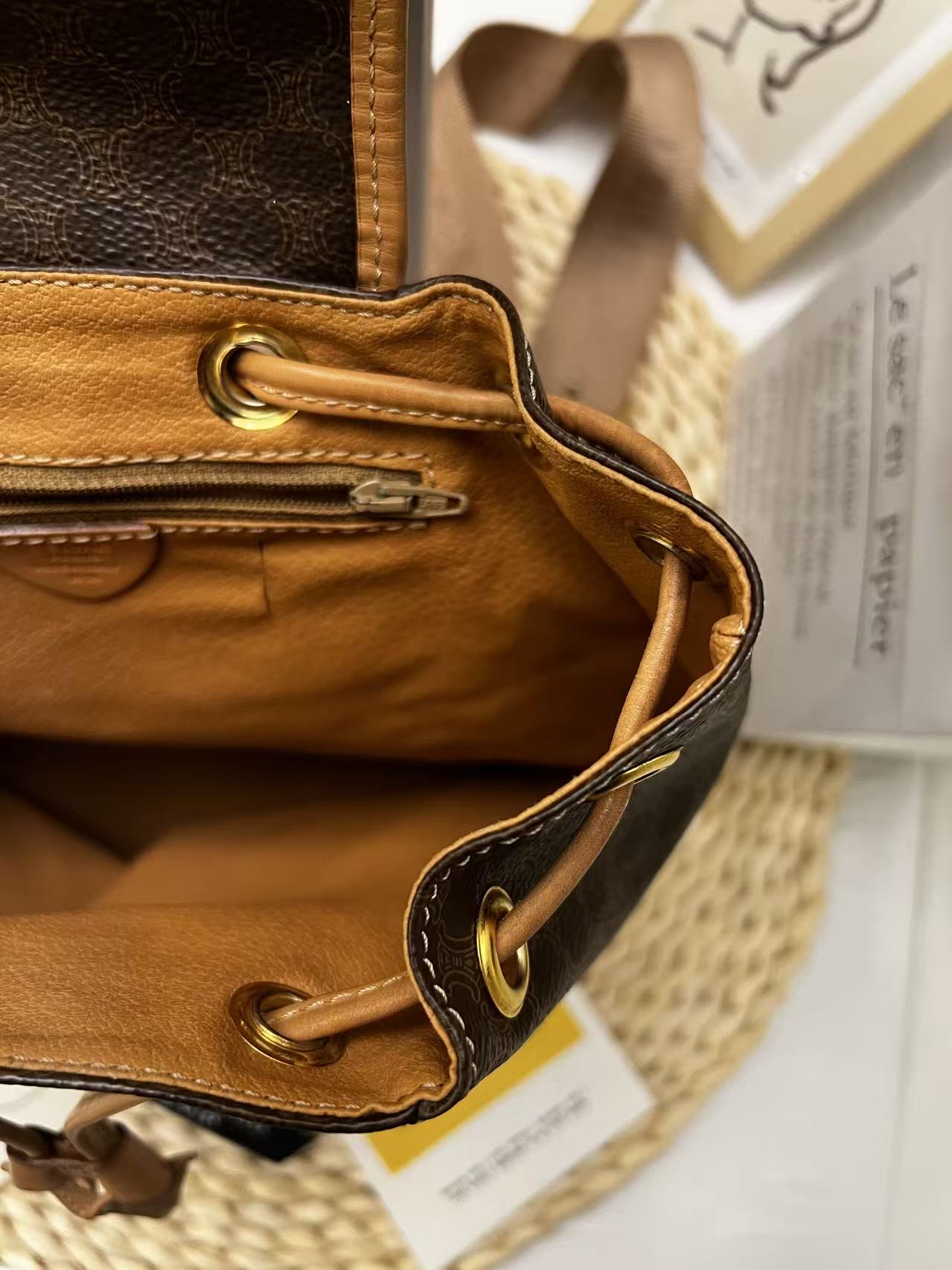 Celine Vintage Macadam Canvas Drawstring Backpack