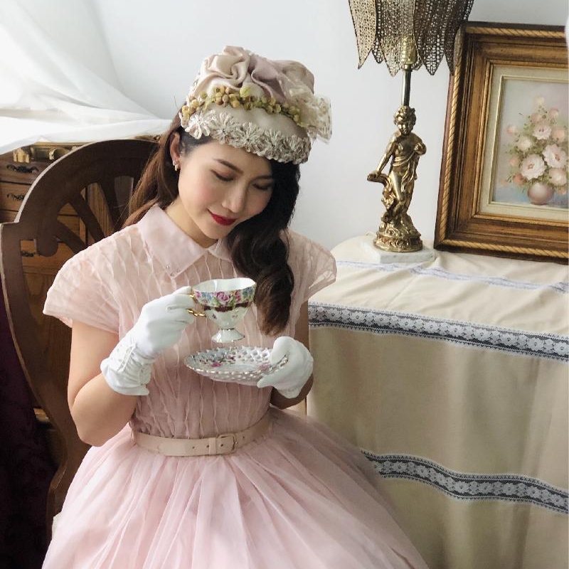 RARE! 1950s Blush Pink Gathered Textured Fit and Flare Gown and Belt/Day & Night Dress (MT916)