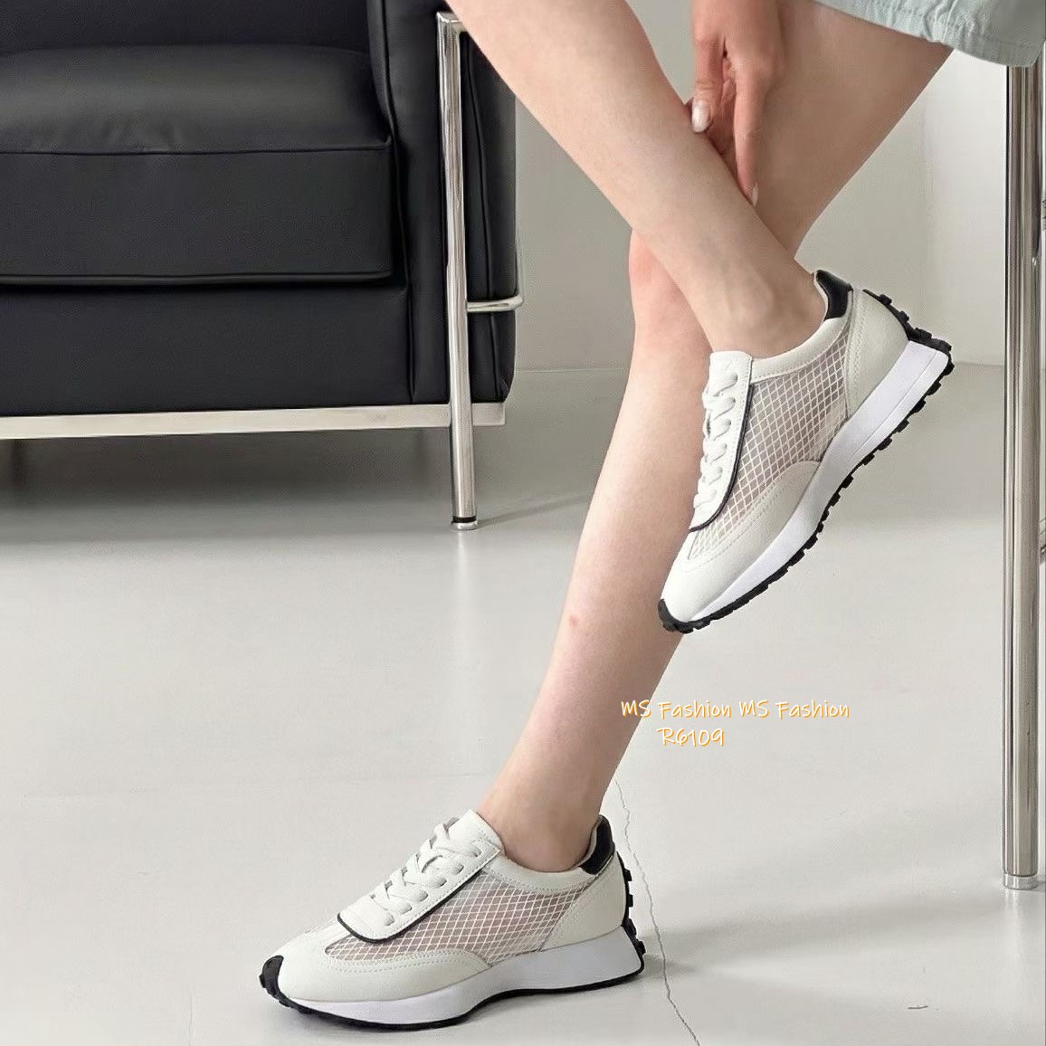 R6109 韓國🇰🇷真皮拼網料sneakers