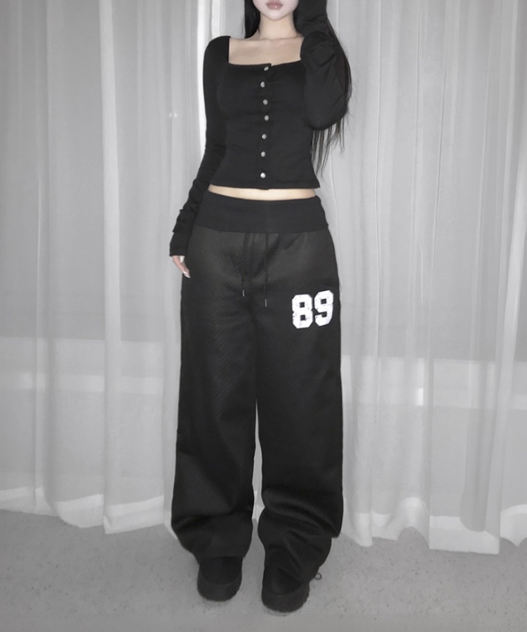 Square Neck Button-Up Long Sleeve Top