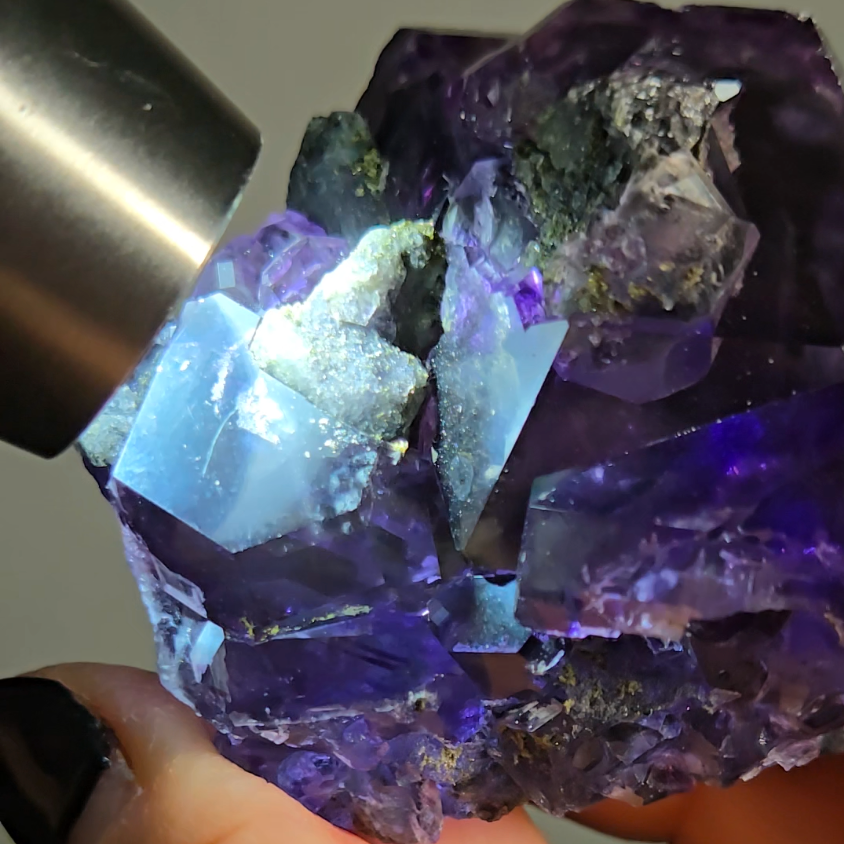 Indigo blue and purple tanzanite fluorite cluster - FL365