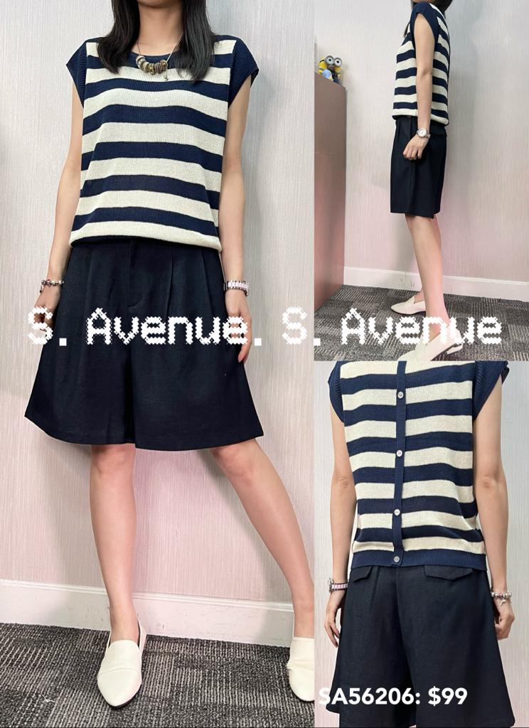 SA56206: 少少袖後一排鈕線top