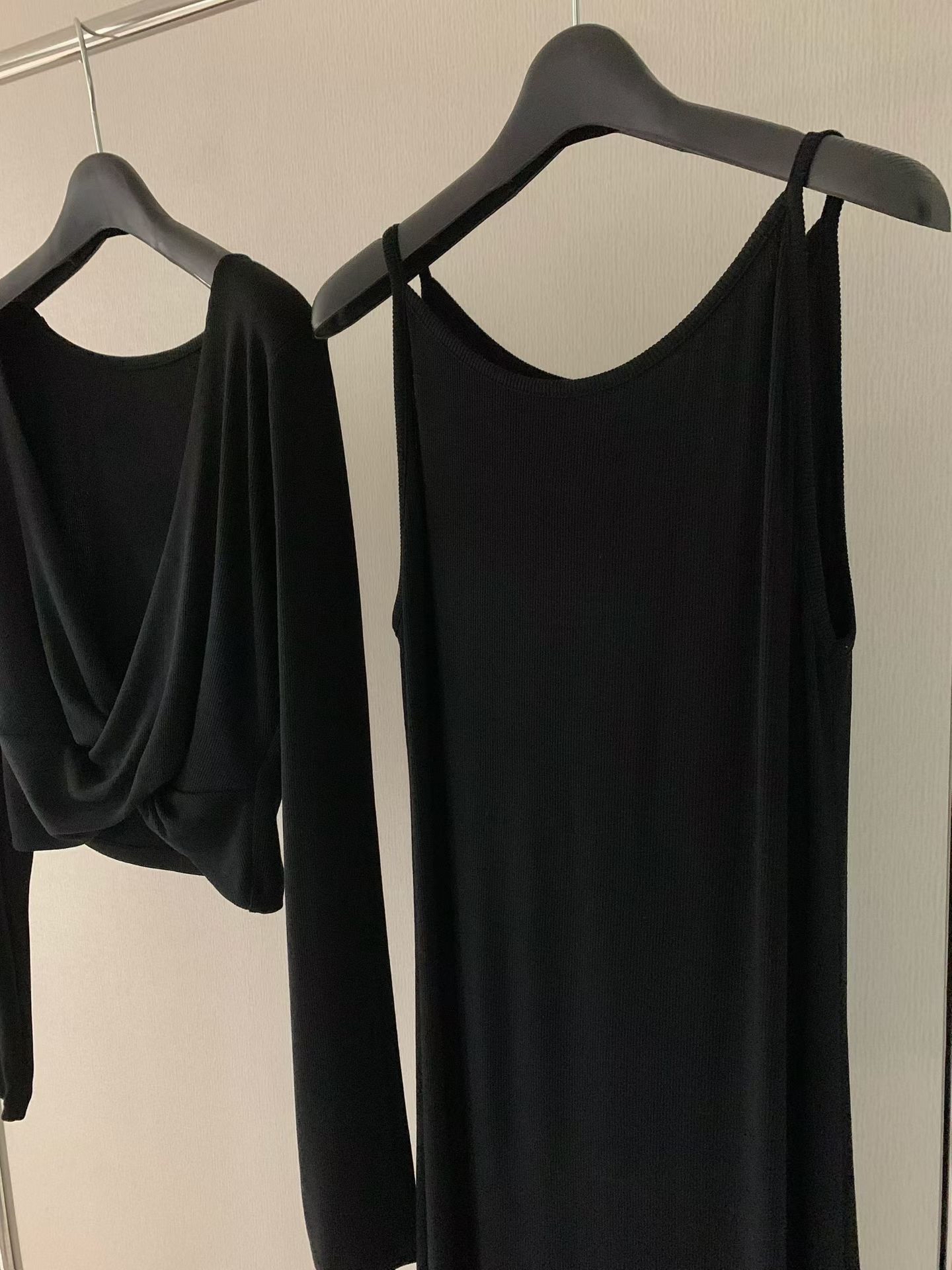 Feminine stretchy long dress SET