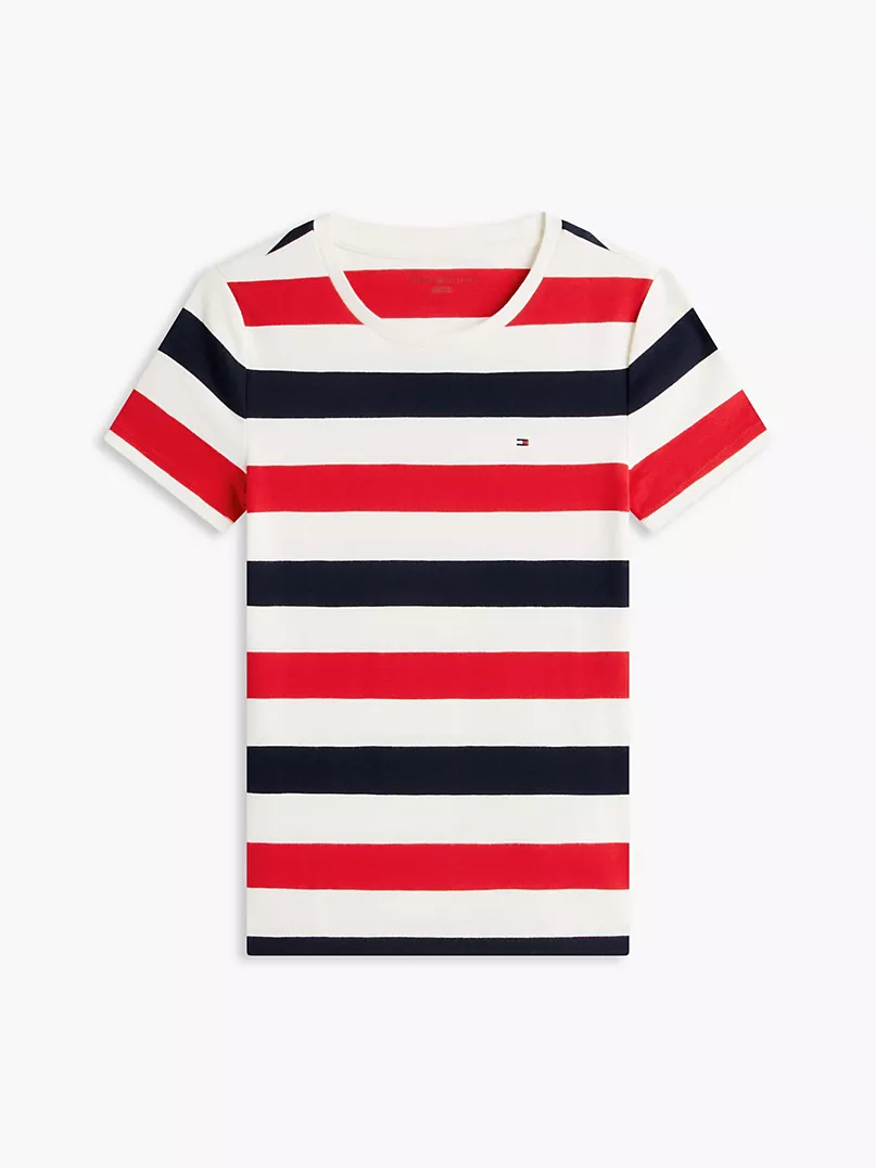 Tommy 女款間條圓領T恤
