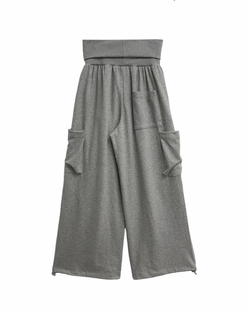 Folded Waist Wide Leg Cargos