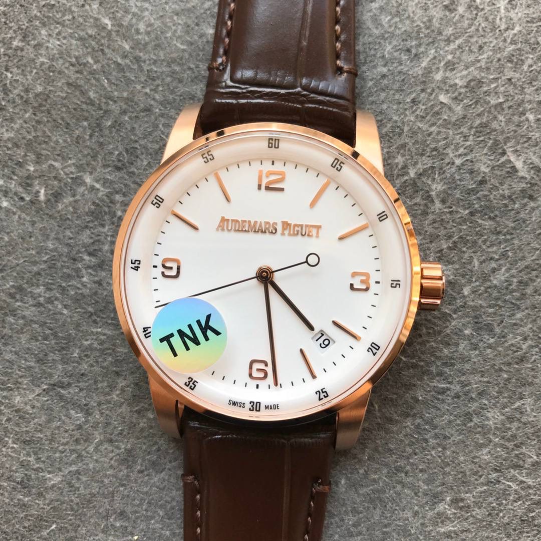 爱彼典藏系列男士腕表棕色皮带自动机械表