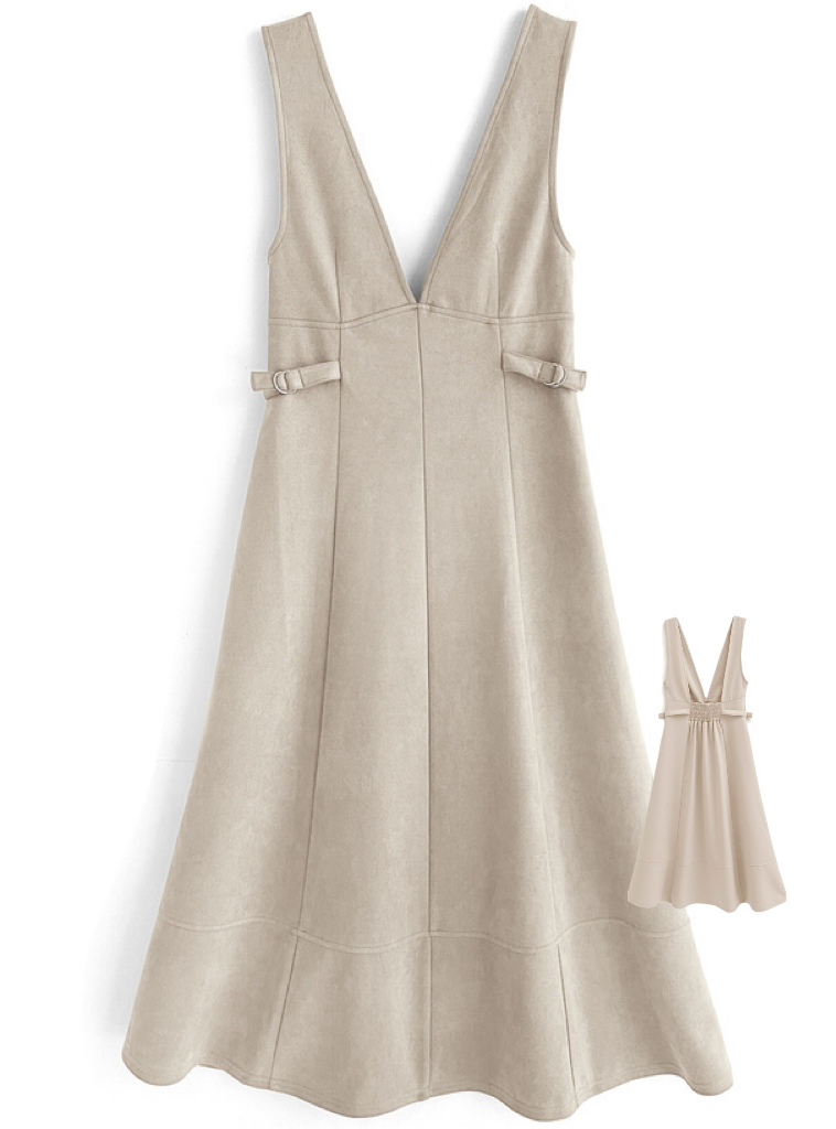 側腰帶喇叭型背心裙(JP)裸杏色294760