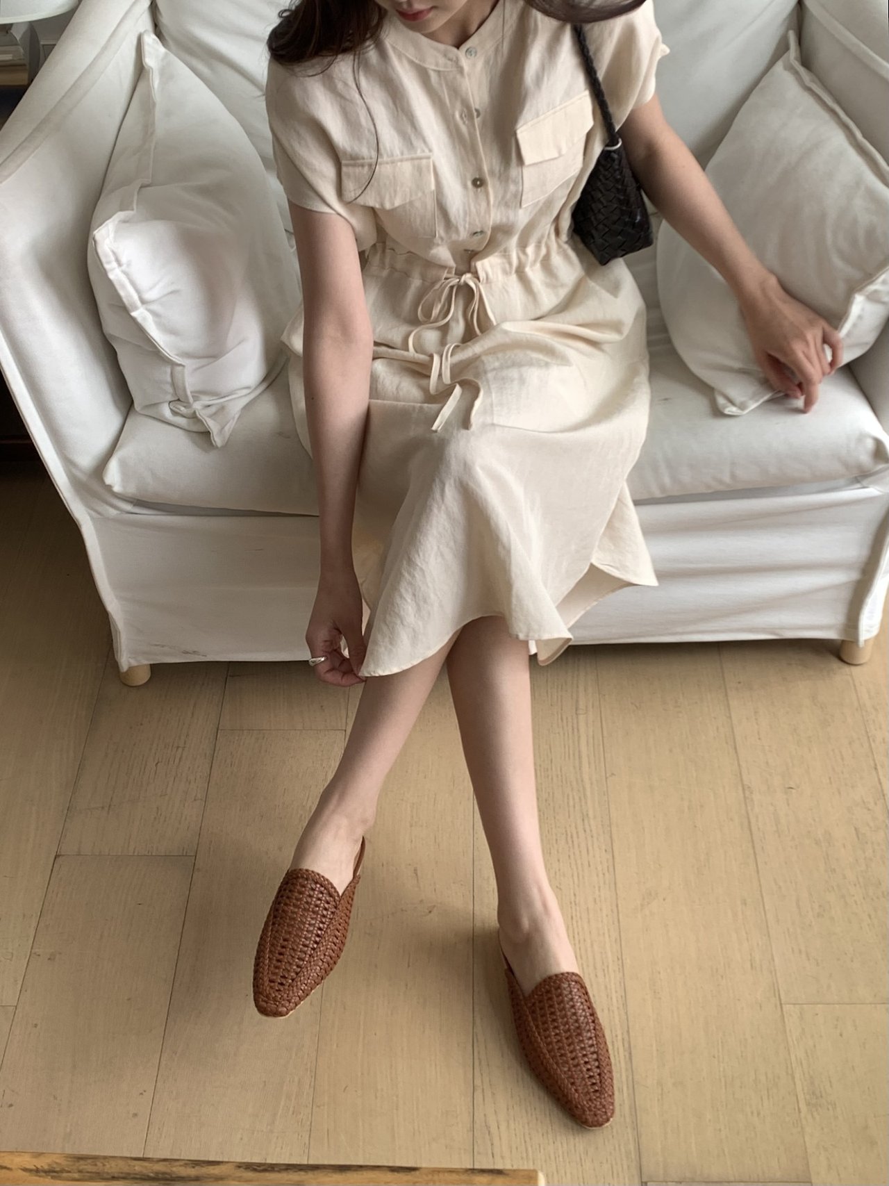 Woven Leather Slide Sandals (4 colors)