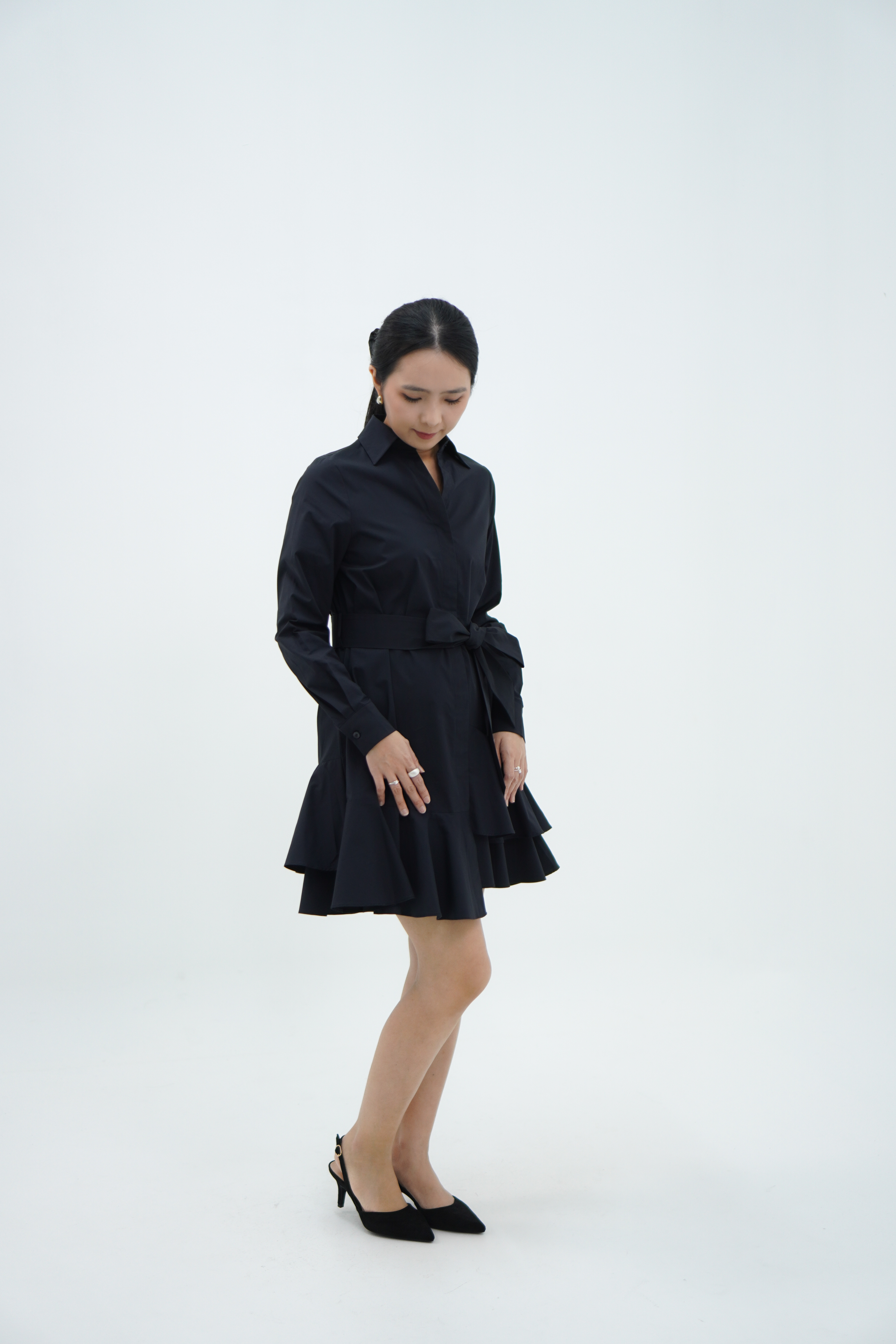 【设计师款】长袖层叠下摆连衣裙 Long Sleeve Dress with Ruffle Hem