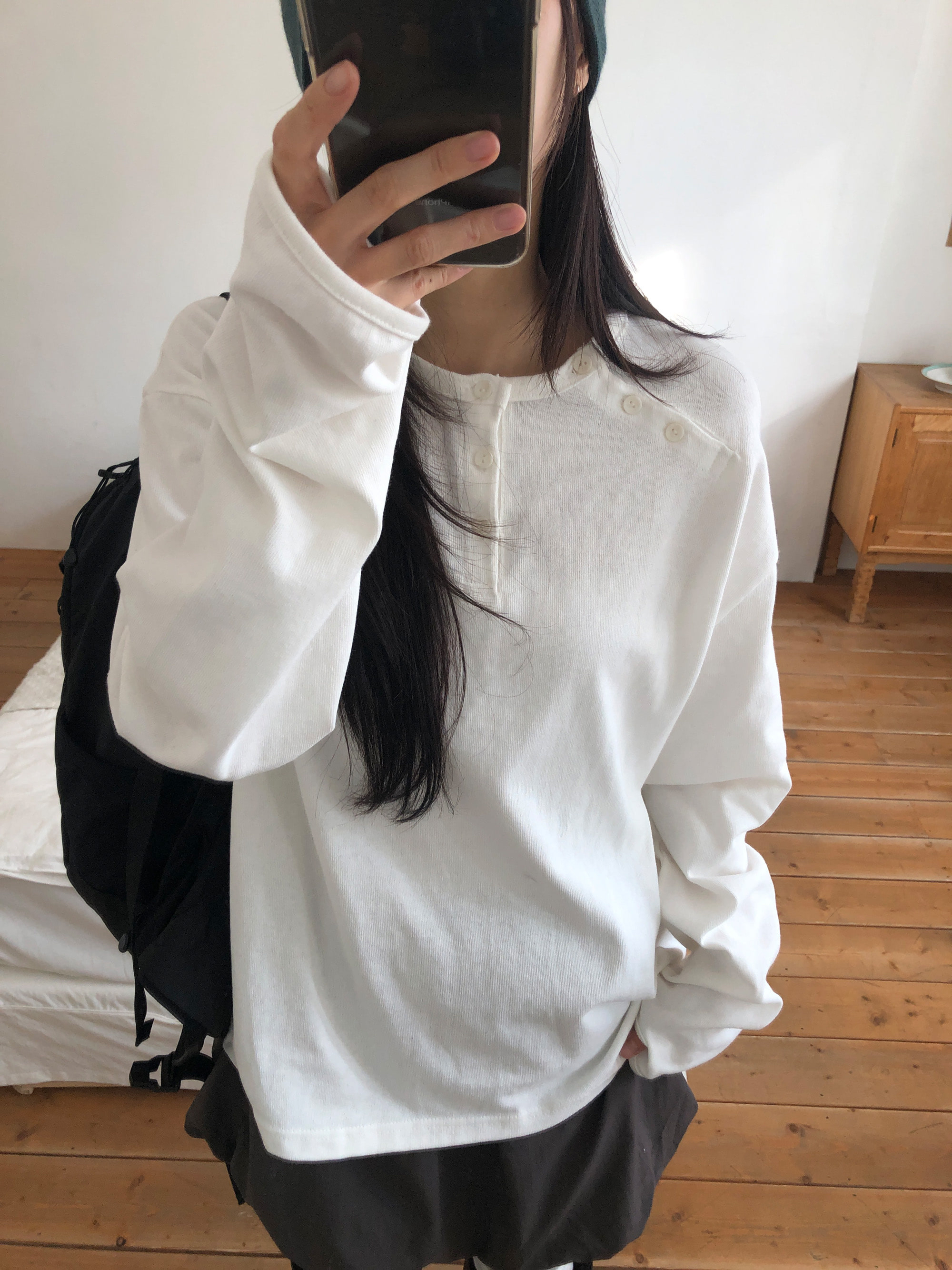 Asymmetric Button Long Sleeve