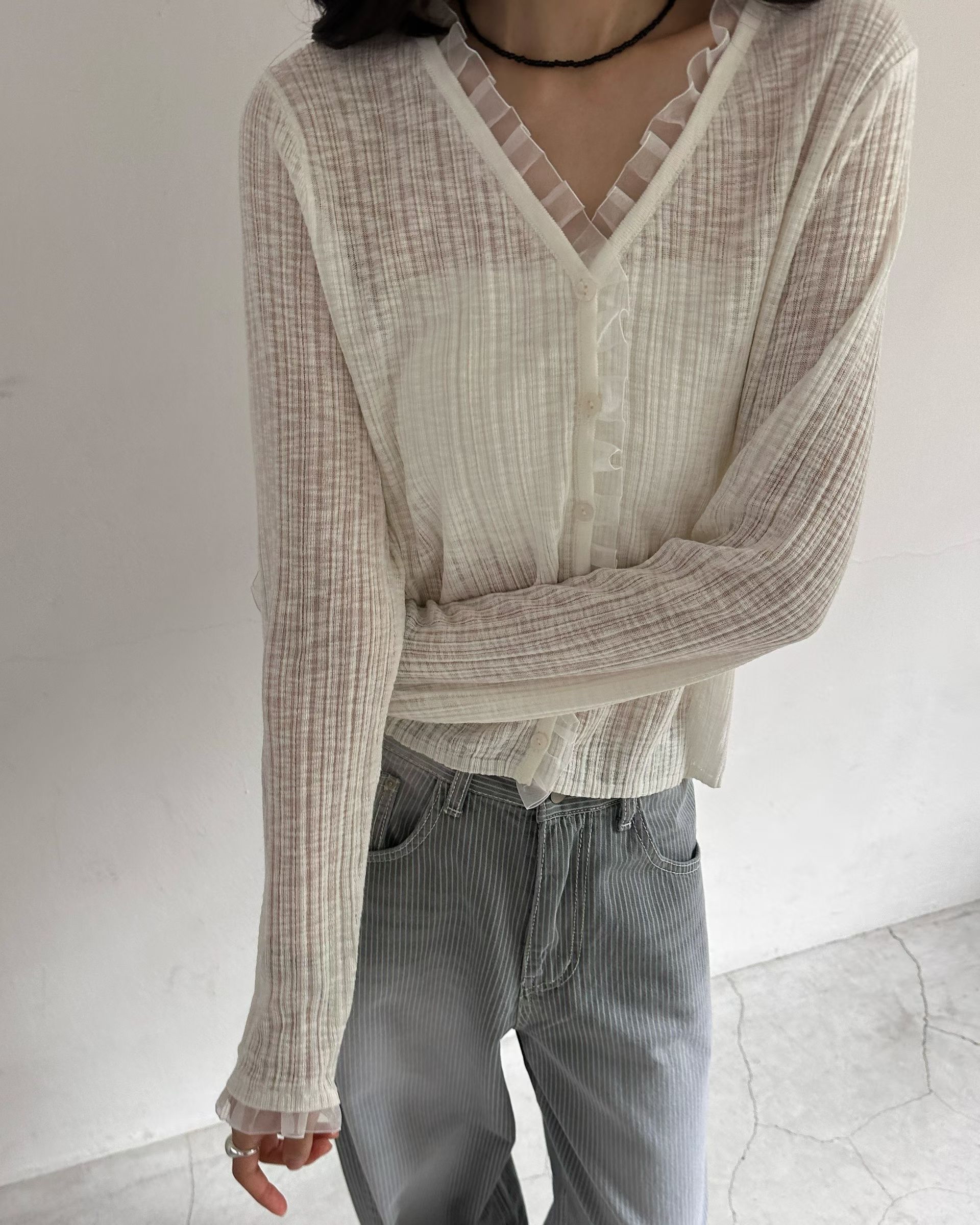 優雅荷葉邊針織Cardigan 