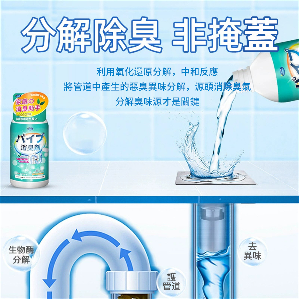 通渠管道清潔劑 管道除臭液 廁所下水道除臭劑 管道除異味 管道清洗 500ml [平行進口]  HK2699