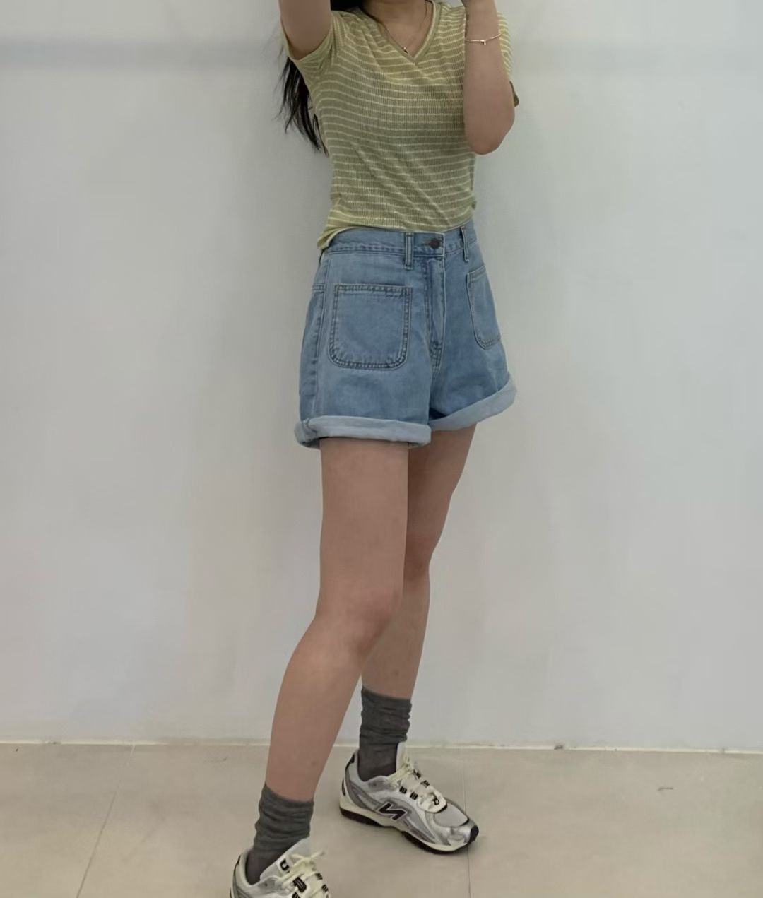 FP03_04 A-CUT雙袋牛仔短褲