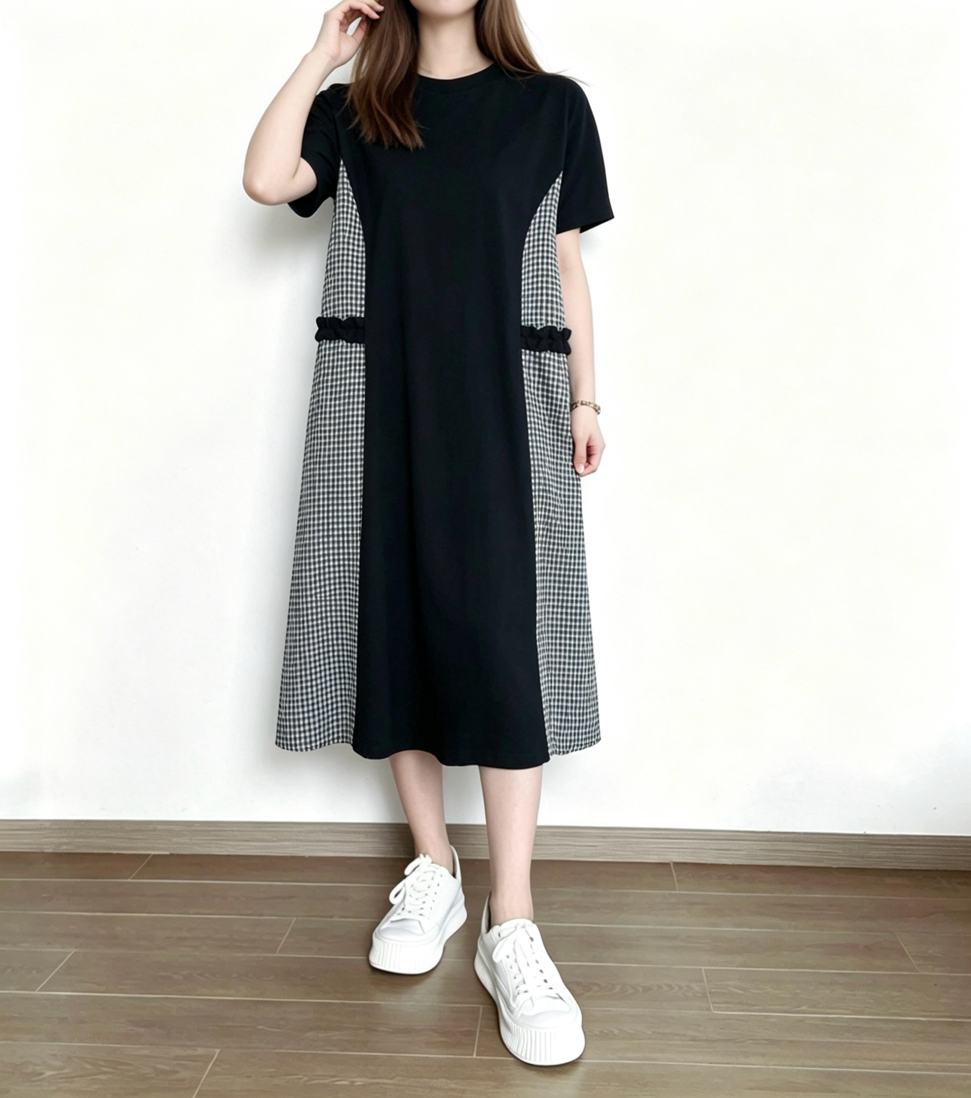 🌼春夏優惠🍀 拼接格仔ruffle Ops