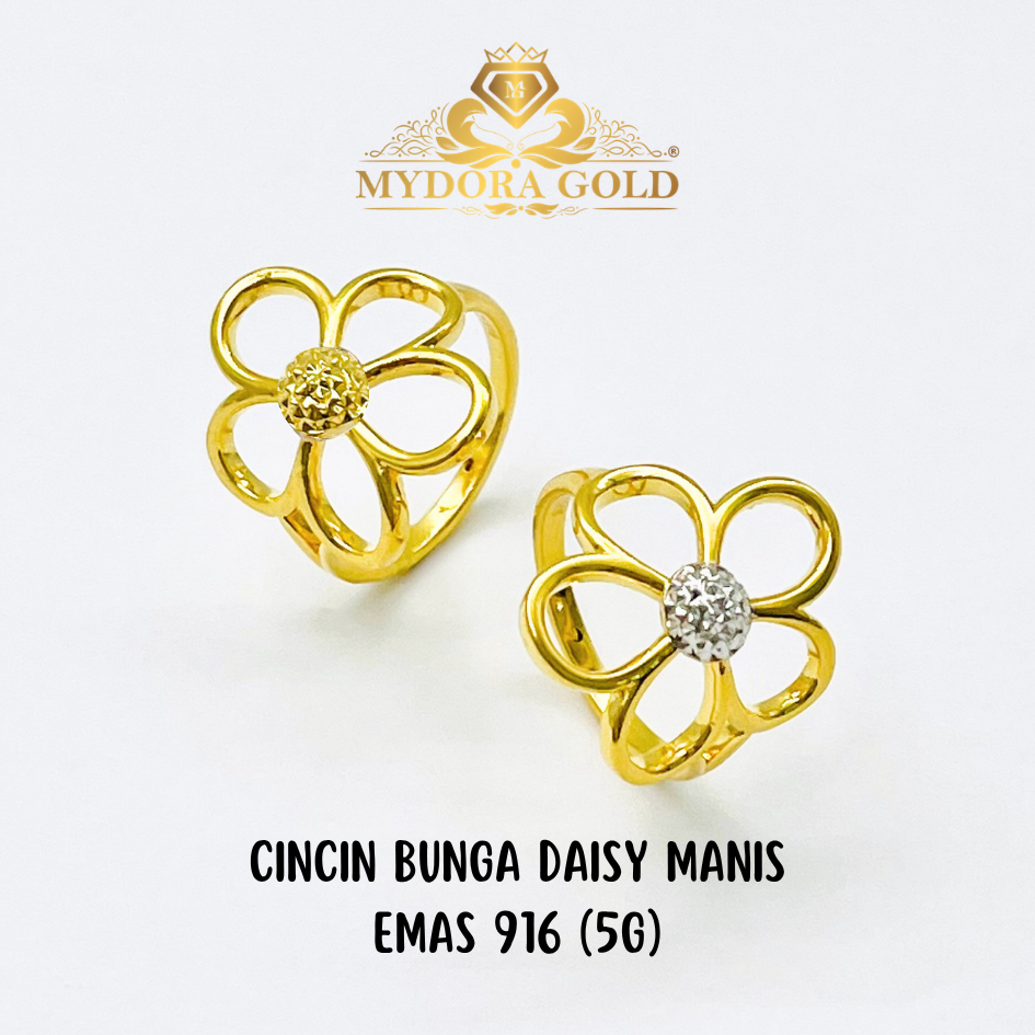MYDORA Cincin Bunga Daisy Manis (5G) l EMAS 916/22K