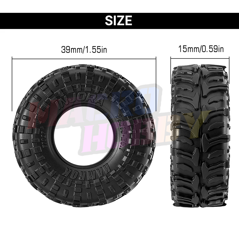 INJORA 0.7" 39*15mm HAMROK Tires for 1/30 SCX30 (T7027) #530373