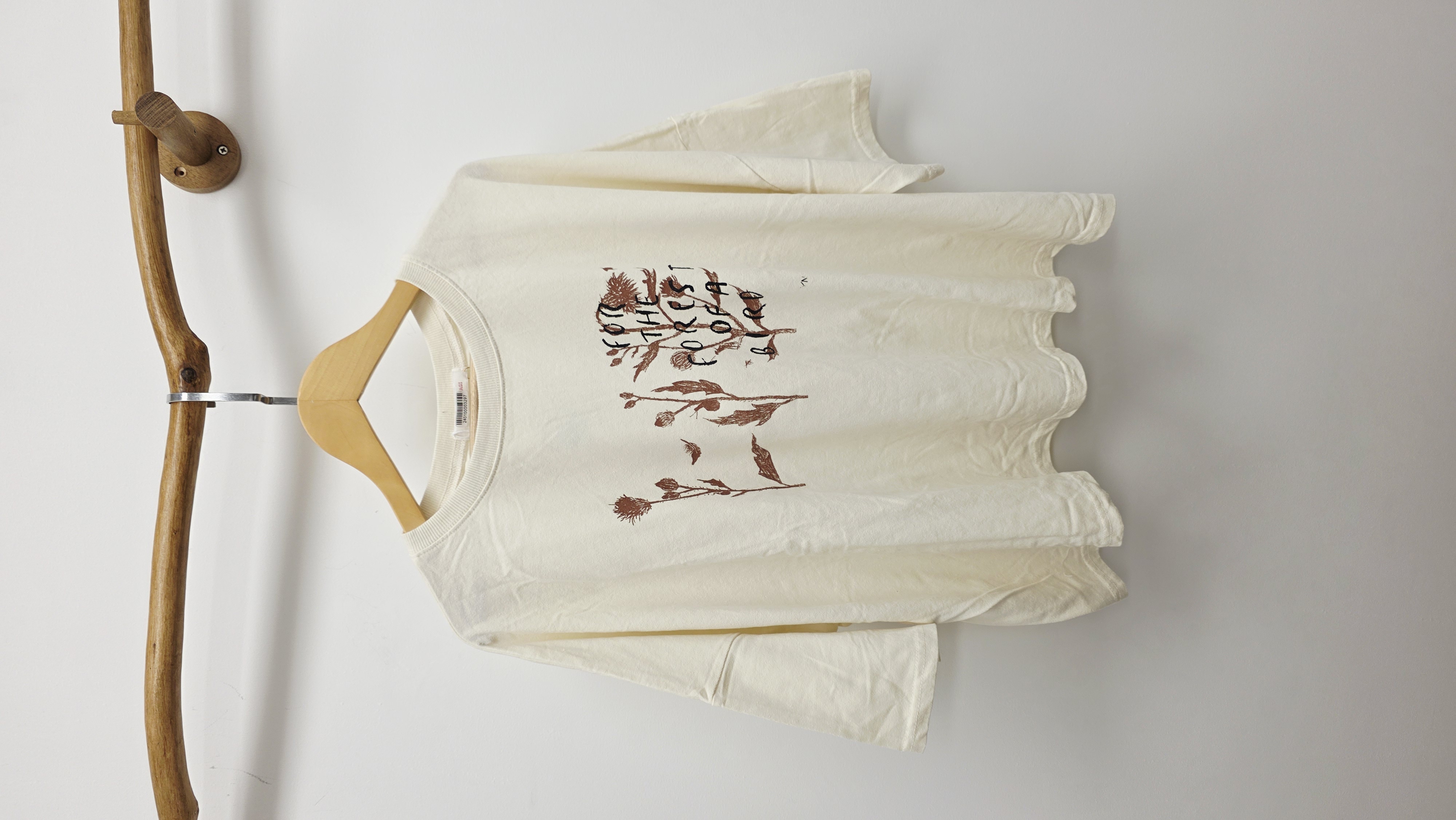 韓國米白花花字母印圖棉Tee