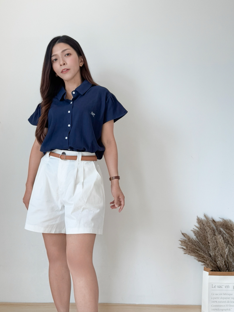 Kaia Ribbon Embroidery Cotton Linen Blouse 蝴蝶结🎀刺绣棉麻衬衫 （ 5 Colours )