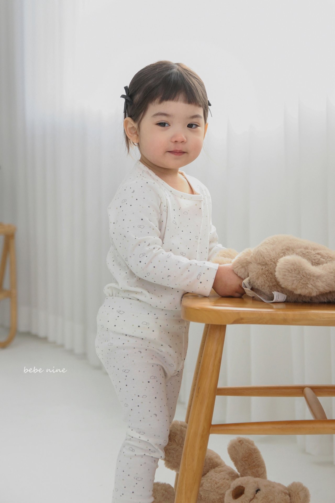 🌸預訂 韓國直送🌸🇰🇷Bebenine兩色簡約波點星月長袖家居服上下套裝