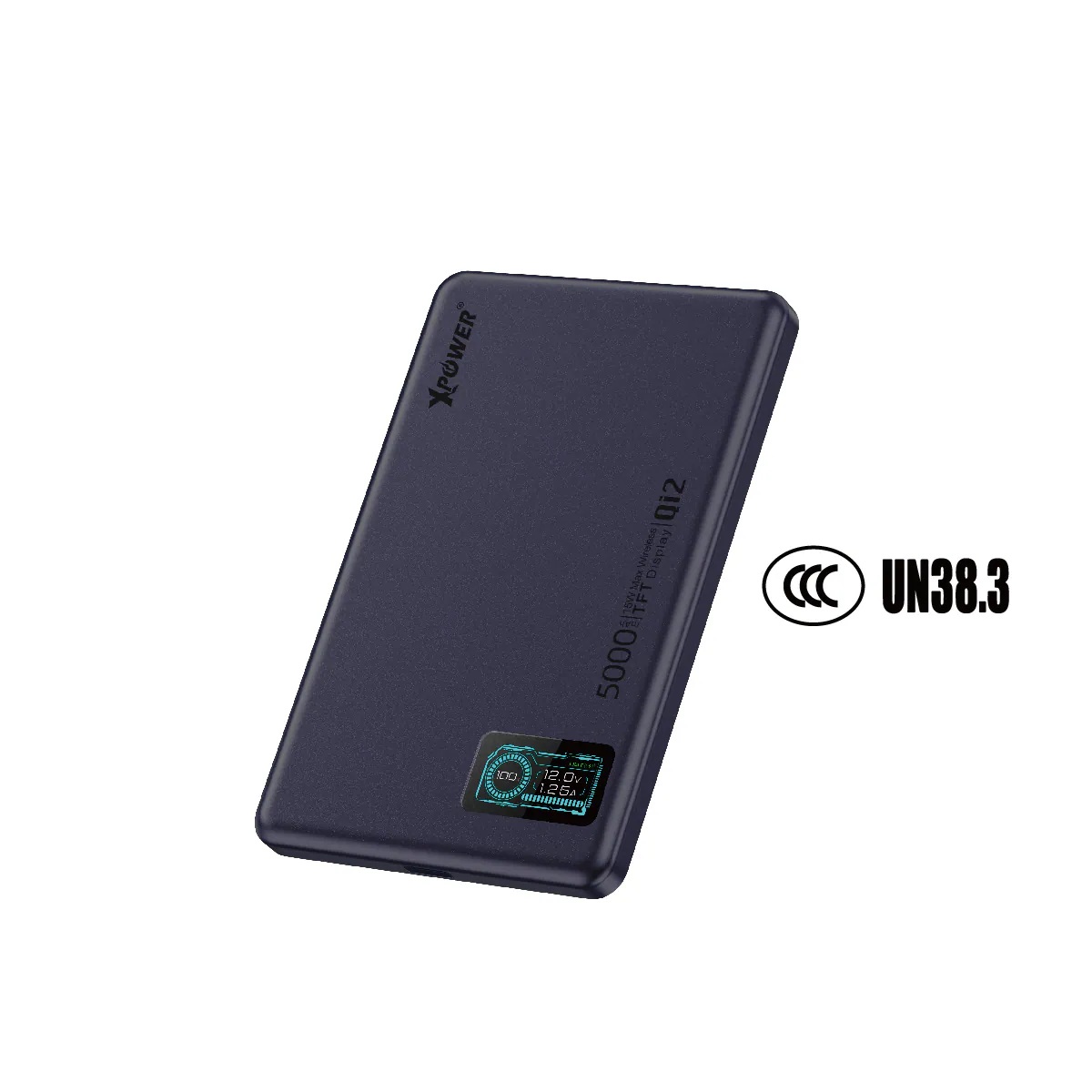 (3C認證版)(鋁合金面)XPower MagDigita5² 第2代彩屏顯示磨沙玻璃外殼 5000mAh PD3.0+QI2 磁吸移動電源