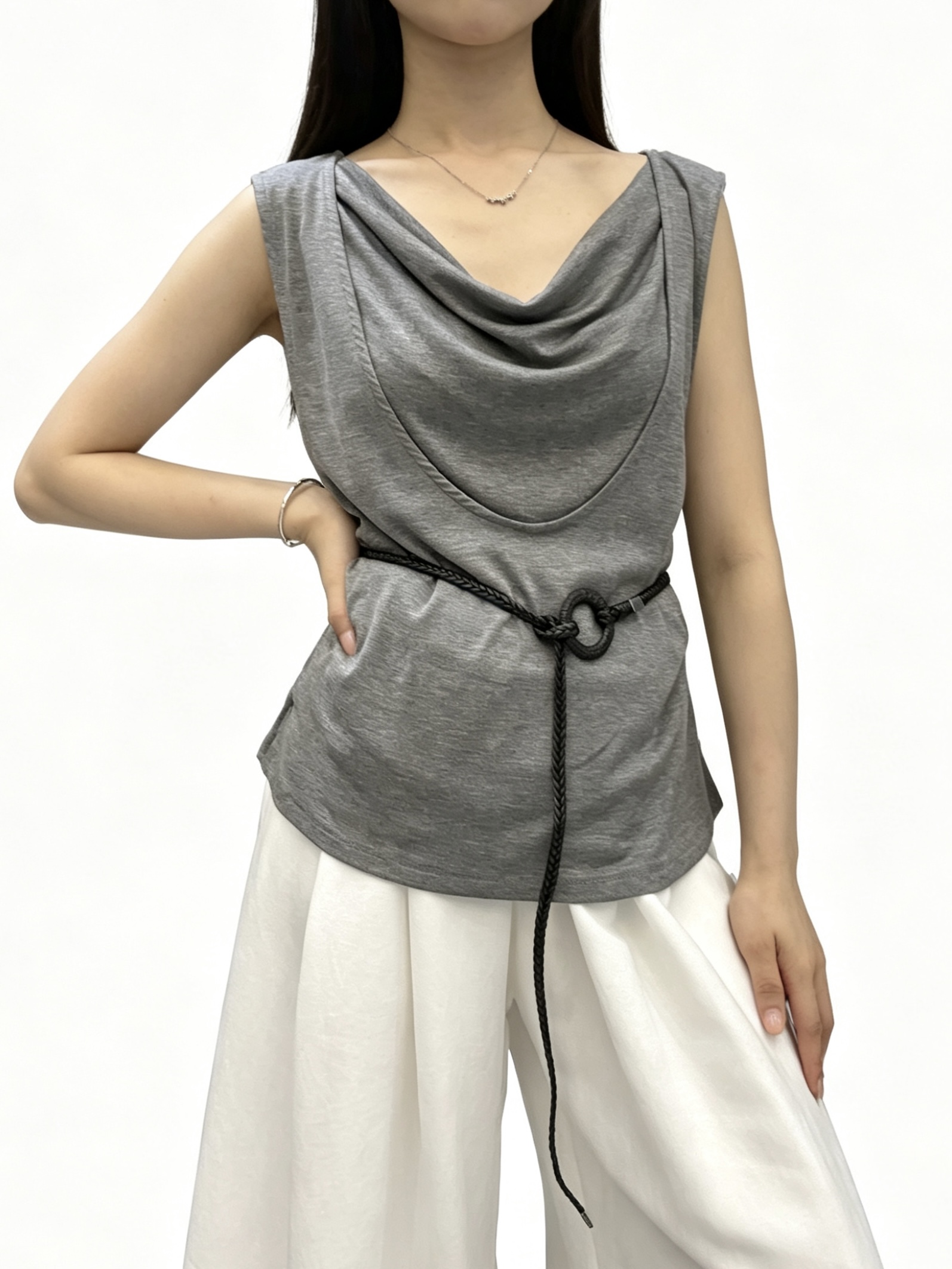 盪領假兩件背心